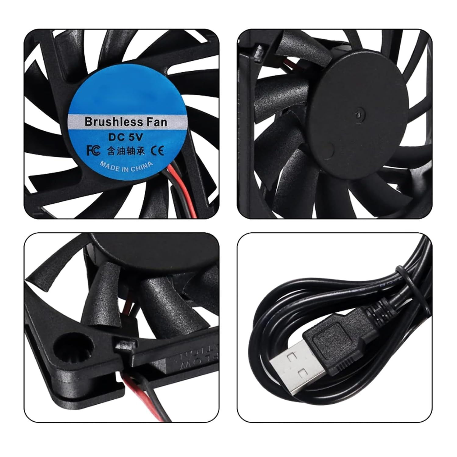 DIANN 2Pcs 6010 Cooling Fan 5V 0.18A USB 60X60X10Mm Brushless DC Computer CPU Heat Sink Cooling Cooler Fan 60Mm X 10Mm image number 1