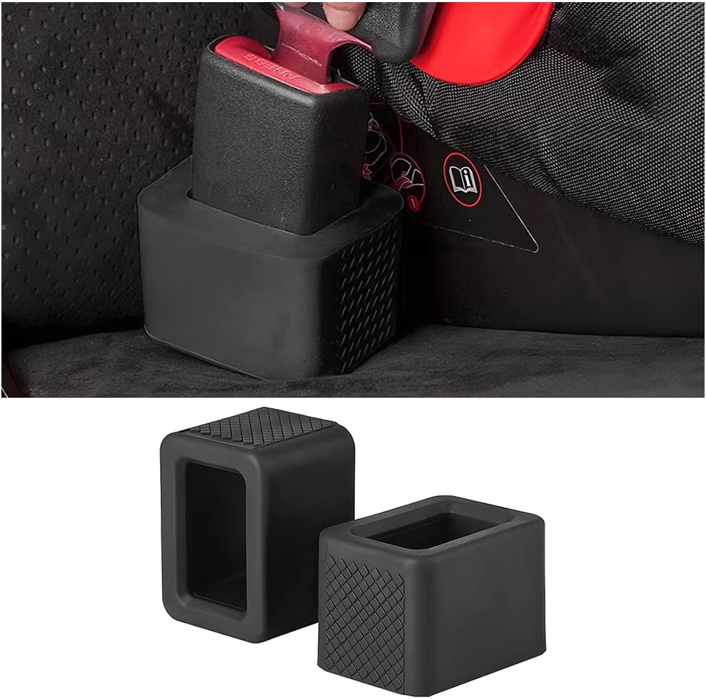 BELOMI 2 Pack Seat Belt Buckle Holder, Easy Access to the Buckles of Rear Seats, Silicone Seat Belt Buckle Booster Fit for Kids, Car Seatbelt Holder Makes Receptacle Upright Buckling (Gray)