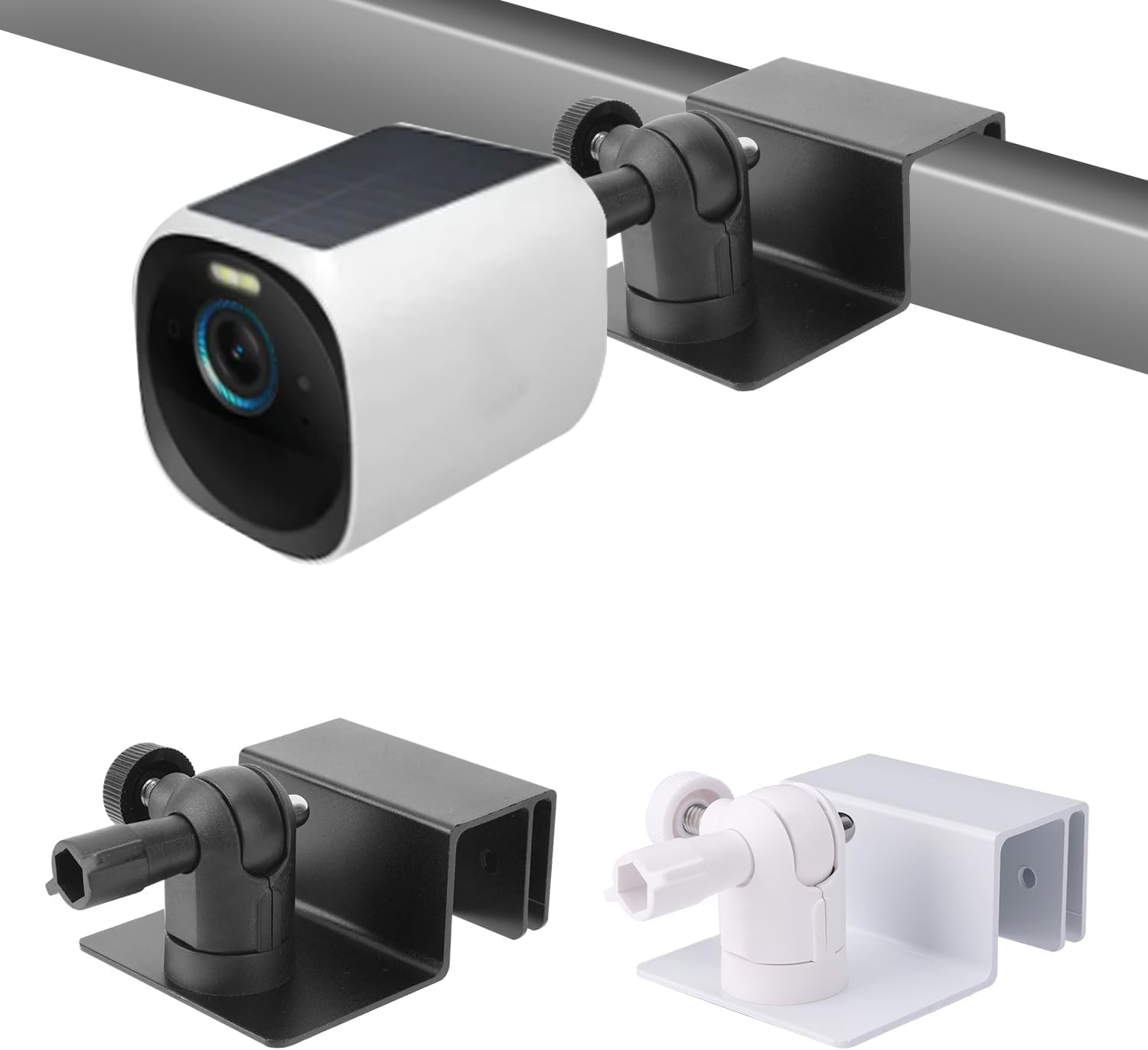 2Pcs Gutter Mount for Security Camera, White Black 360&deg; Adjustable Security Camera Bracket Compatible with Eufy Solocam S220/C210, Eufycam 2C/2C Pro, 3/S330, 2/2 Pro, 3C/S300