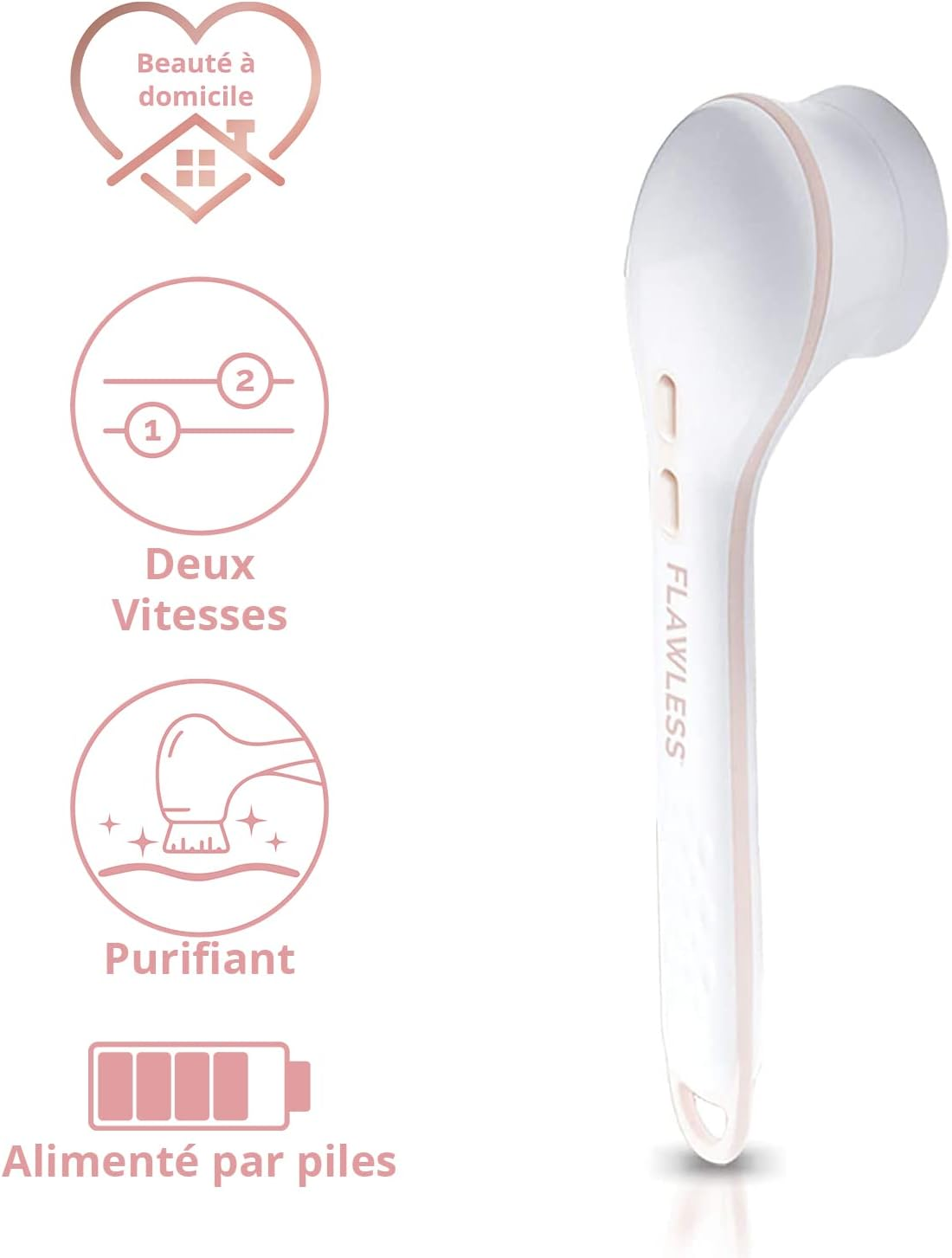 Flawless Cleanse Spa, Electric Body Brush- with 3 Multi-Purpose Cleansing Heads for a Full Body Spa Experience