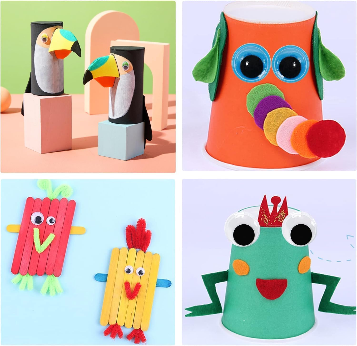 1280Pcs Wiggle Googly Eyes,Doll Wiggle Eyes Self Sticking Doll Puppet Eyeball DIY Decoration Craft Lifelike Vivid Googly Eyes Replacement