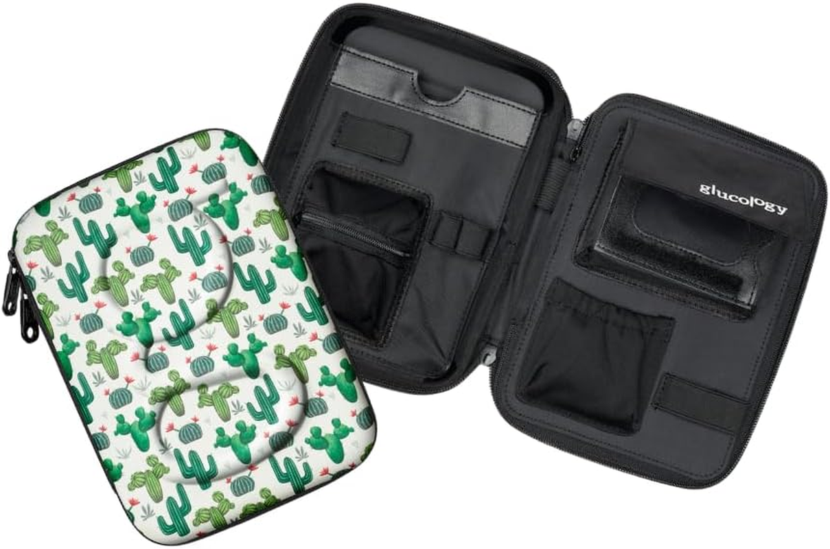 Glucology&trade; Diabetic Travel Case plus Size - Organizer for Blood Sugar Test Strips, Medication, Glucose Meter, Pens, Insulin Syringes, Needles, Lancets - Hardshell Carrier Pack - Plus, Black