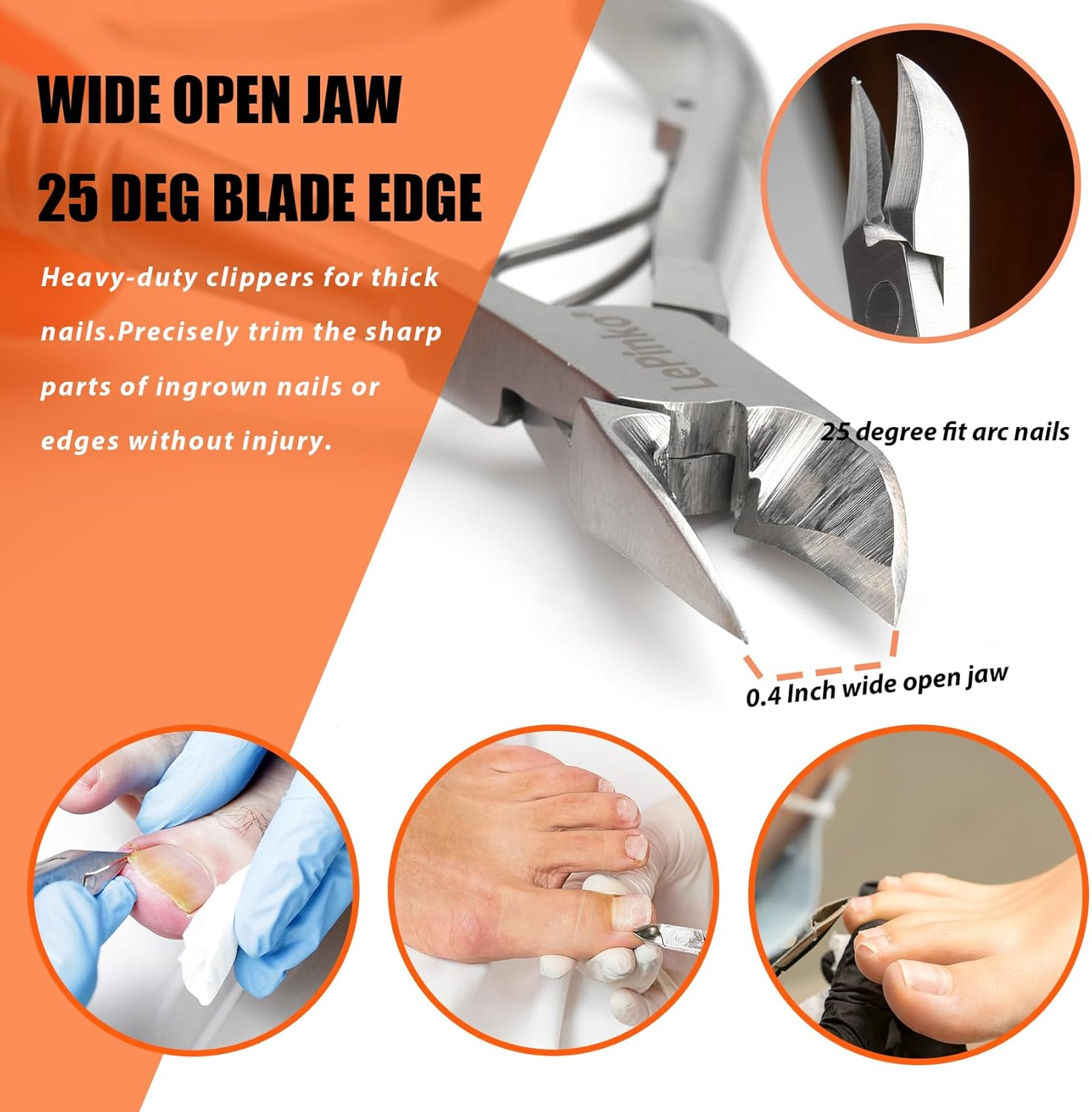 Heavy Duty Podiatrist Toenail Clippers for Thick and Ingrown Nails, Hand Forged Stainless Steel Toe Nail Clippers for Men Women Seniors image number 2