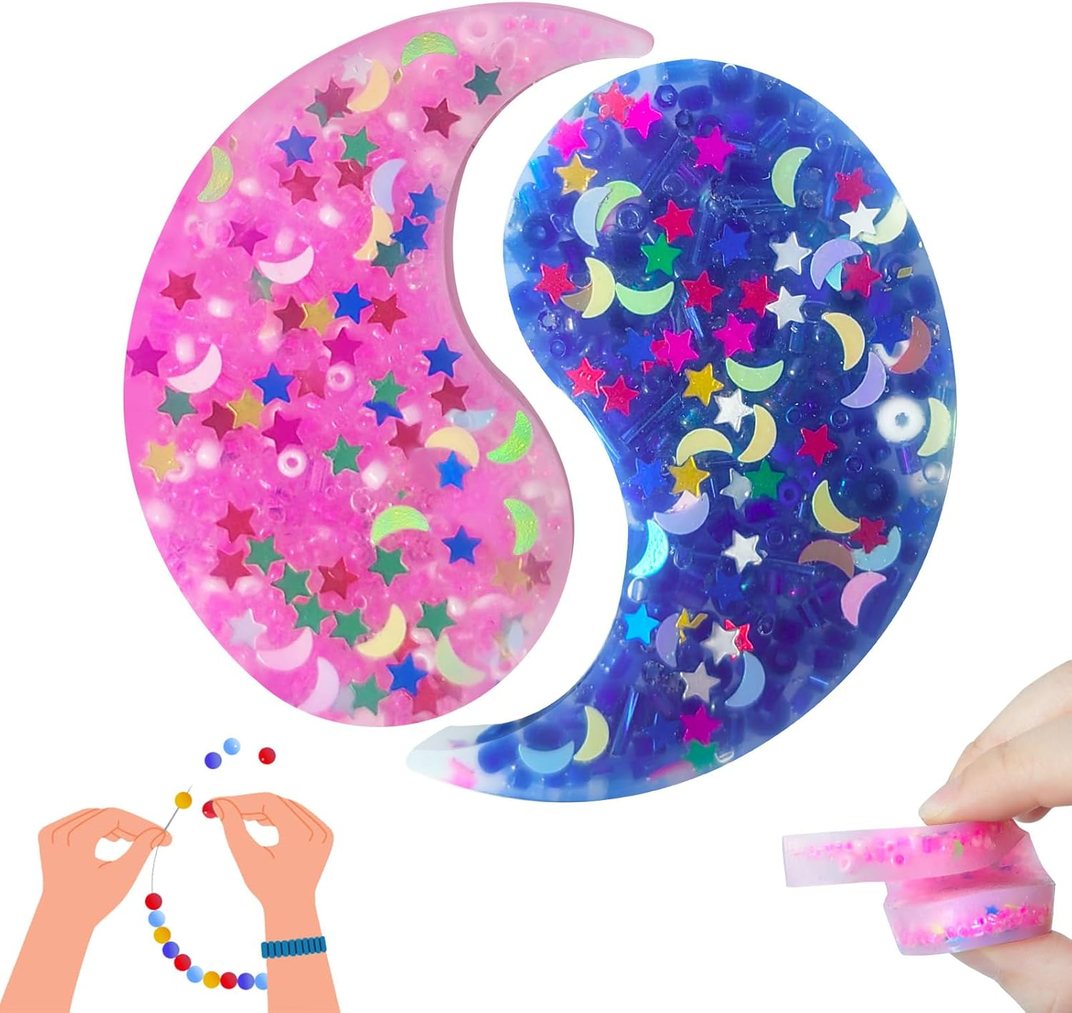 Skin Picky Pad to DIY Bracelet Necklace,Skin Picking Fidget Toys to Relieve Stress Anxiety,Silicone Picky Pad Fidget Toys for Adults Teenager (Yin-Yang) image number 4