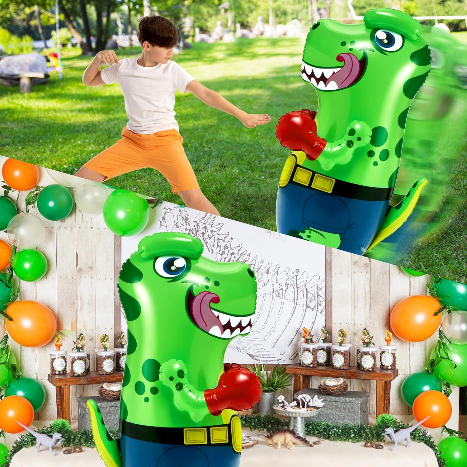 JOYIN Inflatable T-Rex Dinosaur Bopper 47 Inches, Bop Bag Inflatable Punching Toy, Kids Punching Bag with Bounce-Back Action image number 3