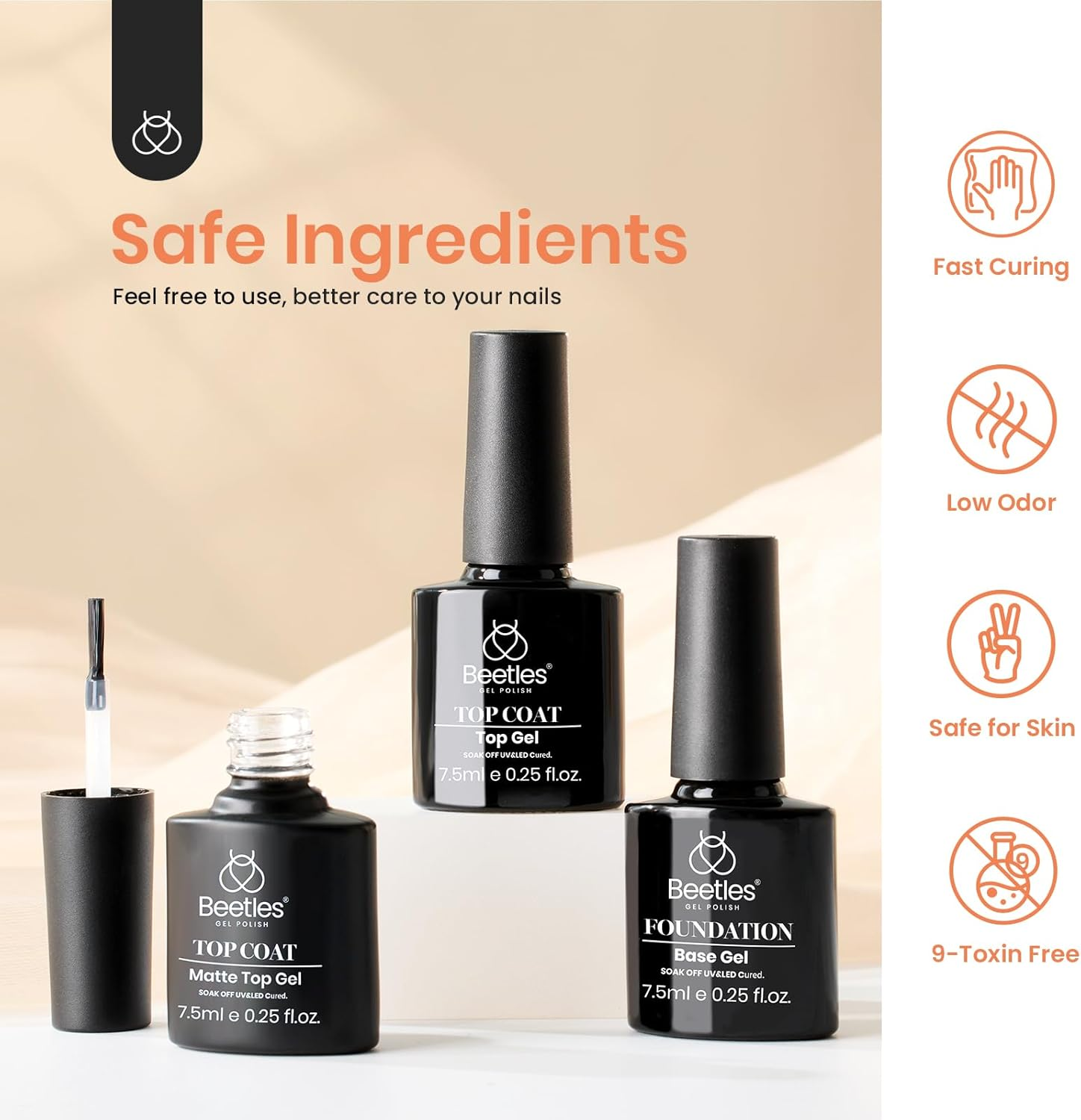 Beetles 28Pcs Gel Nail Polish Starter Kit with U V Light 36W LED Nail Lamp 12 Fall Gel Nail Polish Colors Gel Base Top Coat Pink Green Glitter Gel Polish Set Salon DIY Home Nail Decoration image number 6