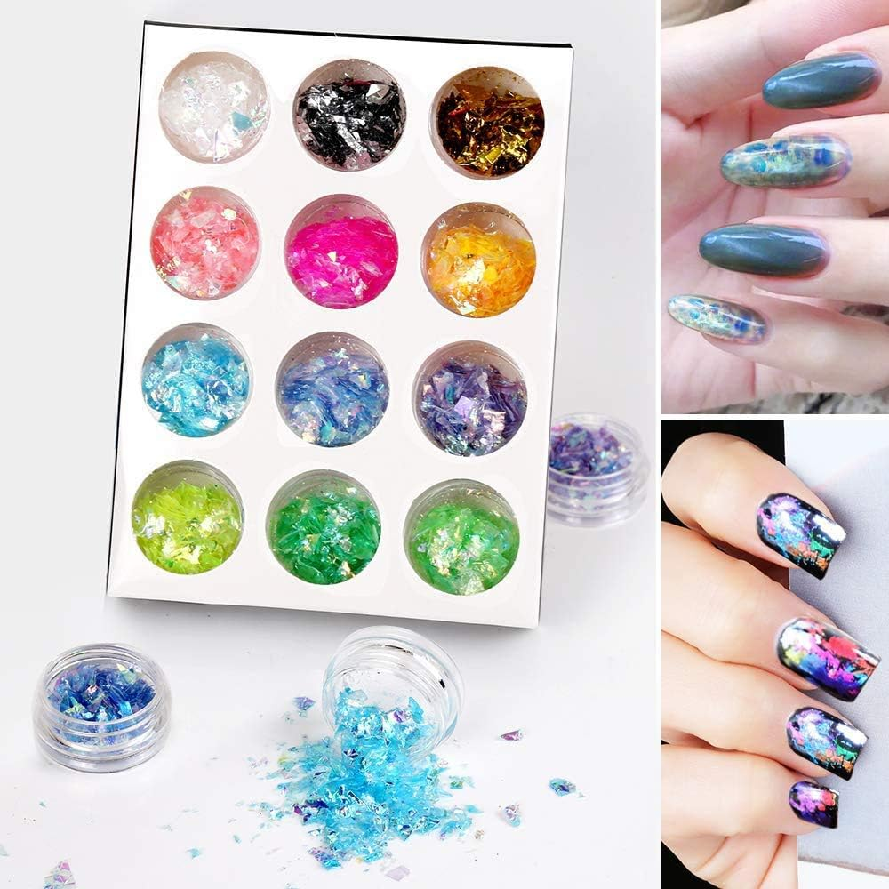 1 Set Nails Crystal Rhinestones Foils Flakes Professional Nail Decoration Gems Nails Stud Foil Nails Art Craft
