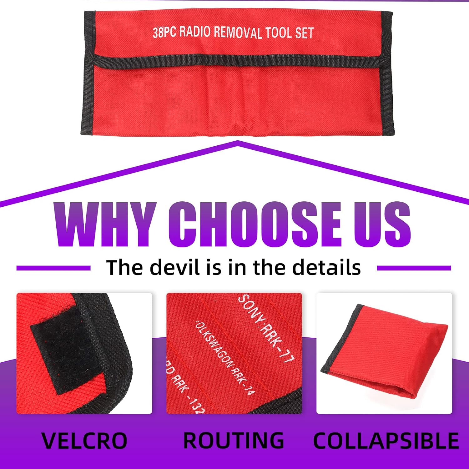 Swpeet 39Pcs Professional Radio Removal Keys Tool Kit, Stereo Radio Removal Tool Key Kit Car and Truck Stereo DIN Removal Keys Stereo Compatible with Mercedes/Bmw/Vw/Audi/Ford image number 6