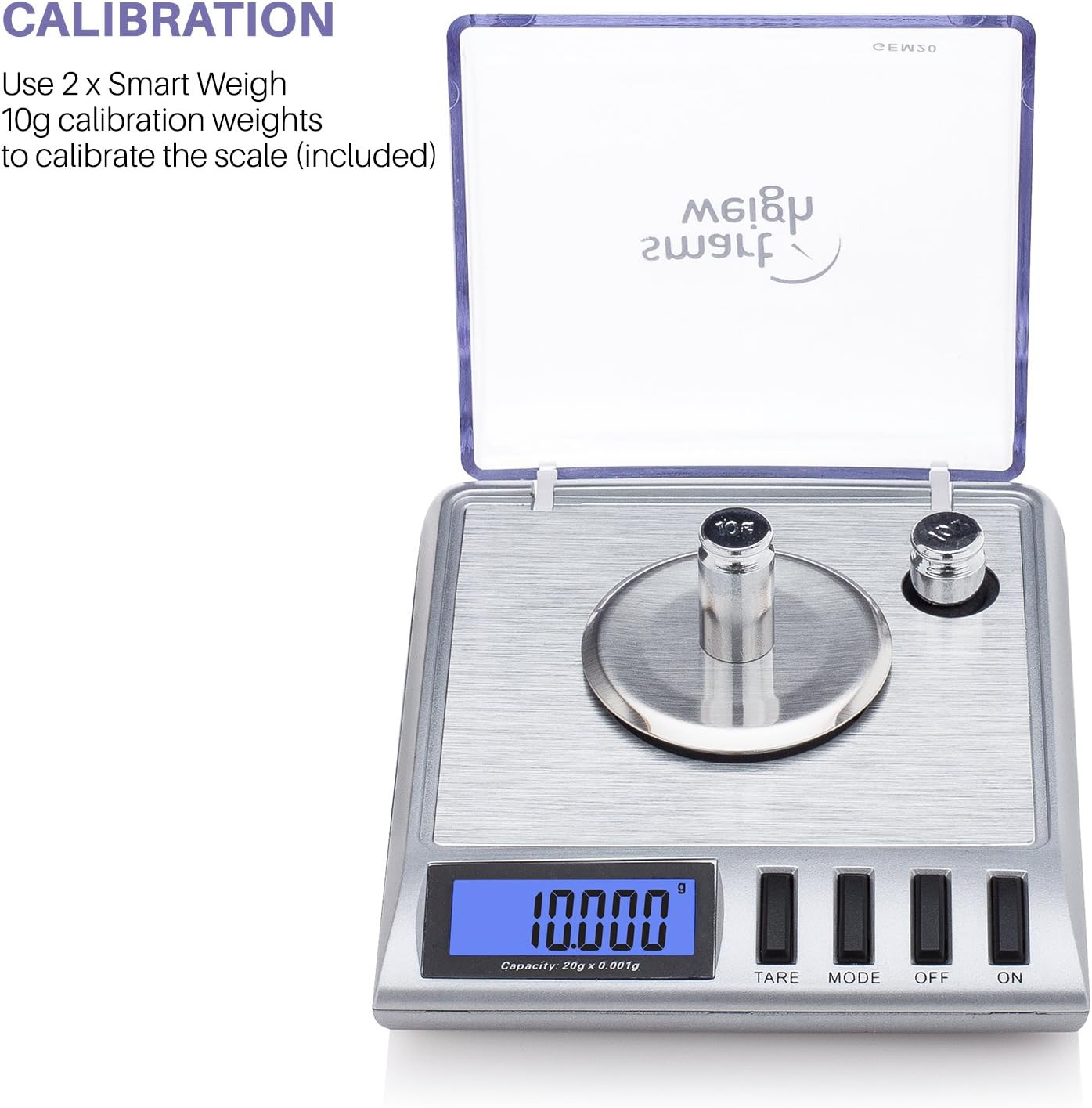 Smart Weigh Gem20-20G X 0.001 Grams, High Precision Digital Milligram Jewelry Scale, Reloading, Jewelry and Gems Scale, Calibration Weights and Tweezers Included image number 2