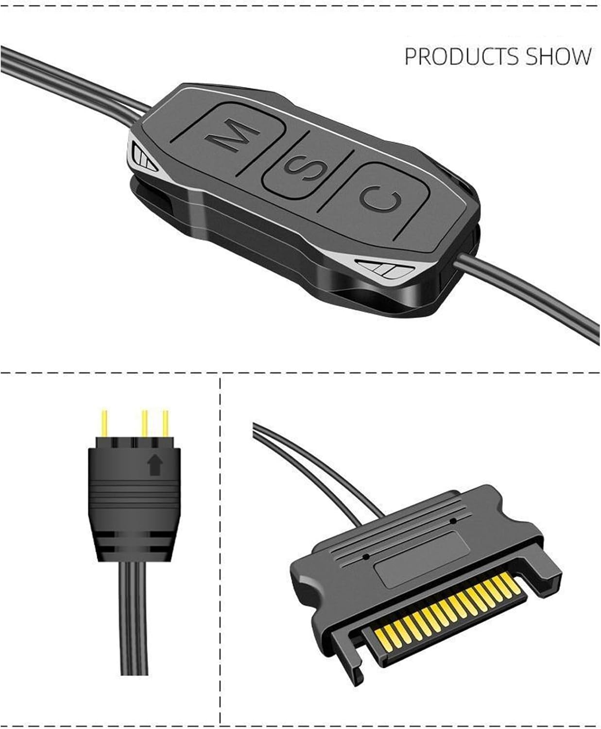 3Pin a RGB Controller, Light Stripe Controller, 5V 3 Pin Power Supply ARGB Light Stripe Remote Controller for PC Fans Coolers DIY ARGB Devices (Black) - White image number 5
