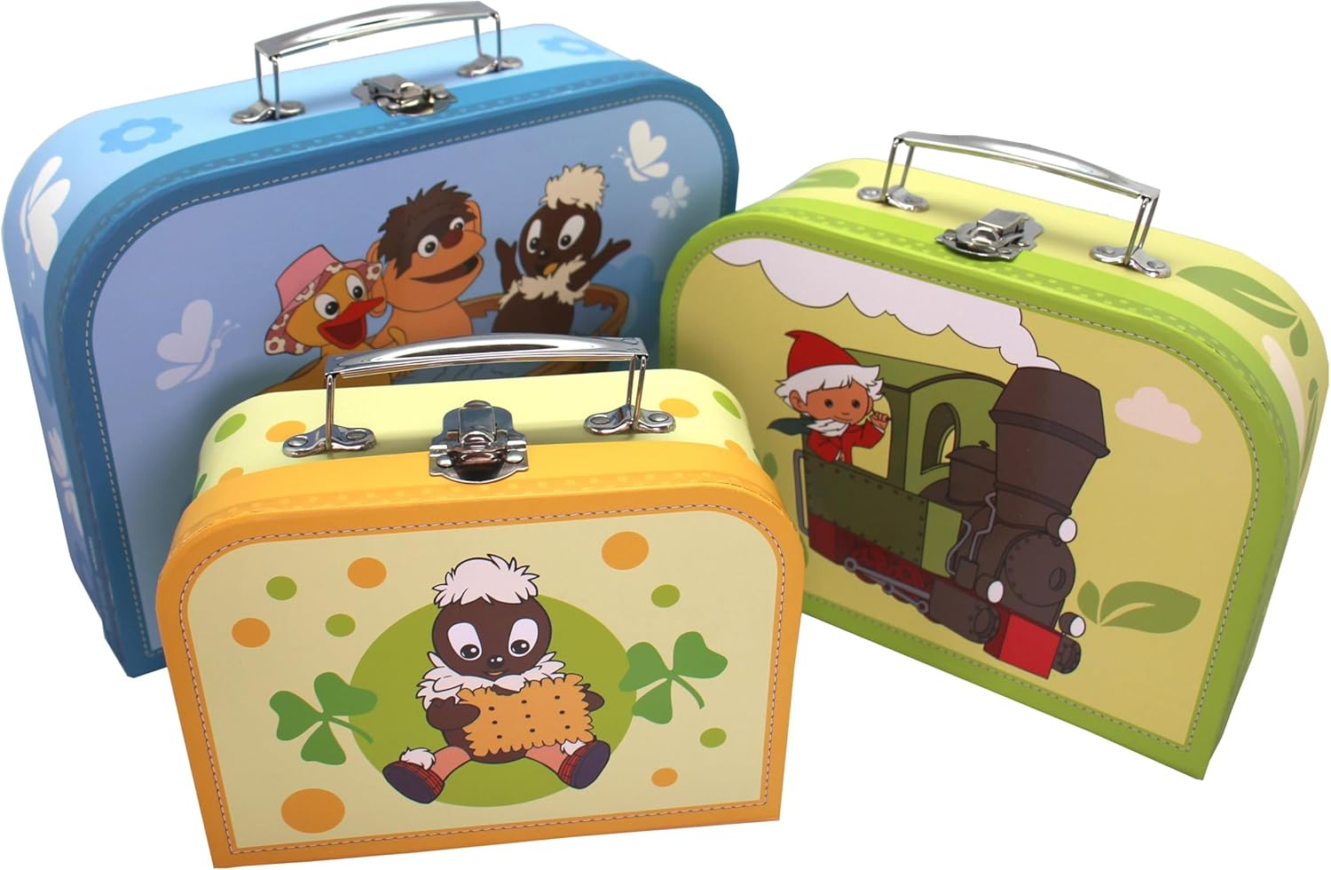 Tr&ouml;tsch Kinderkoffer Pittiplatsch Wanne Gro&szlig;,Pappkoffer, Koffer Aus Pappe, Geschenk Verpackung, Gutschein Verpackung,Spielkoffer, Metallgriff Und Metallhenkel, Reisekoffer Kinder: Spielzeugkoffer Mit Metallhenkel Und Metallverschluss image number 5