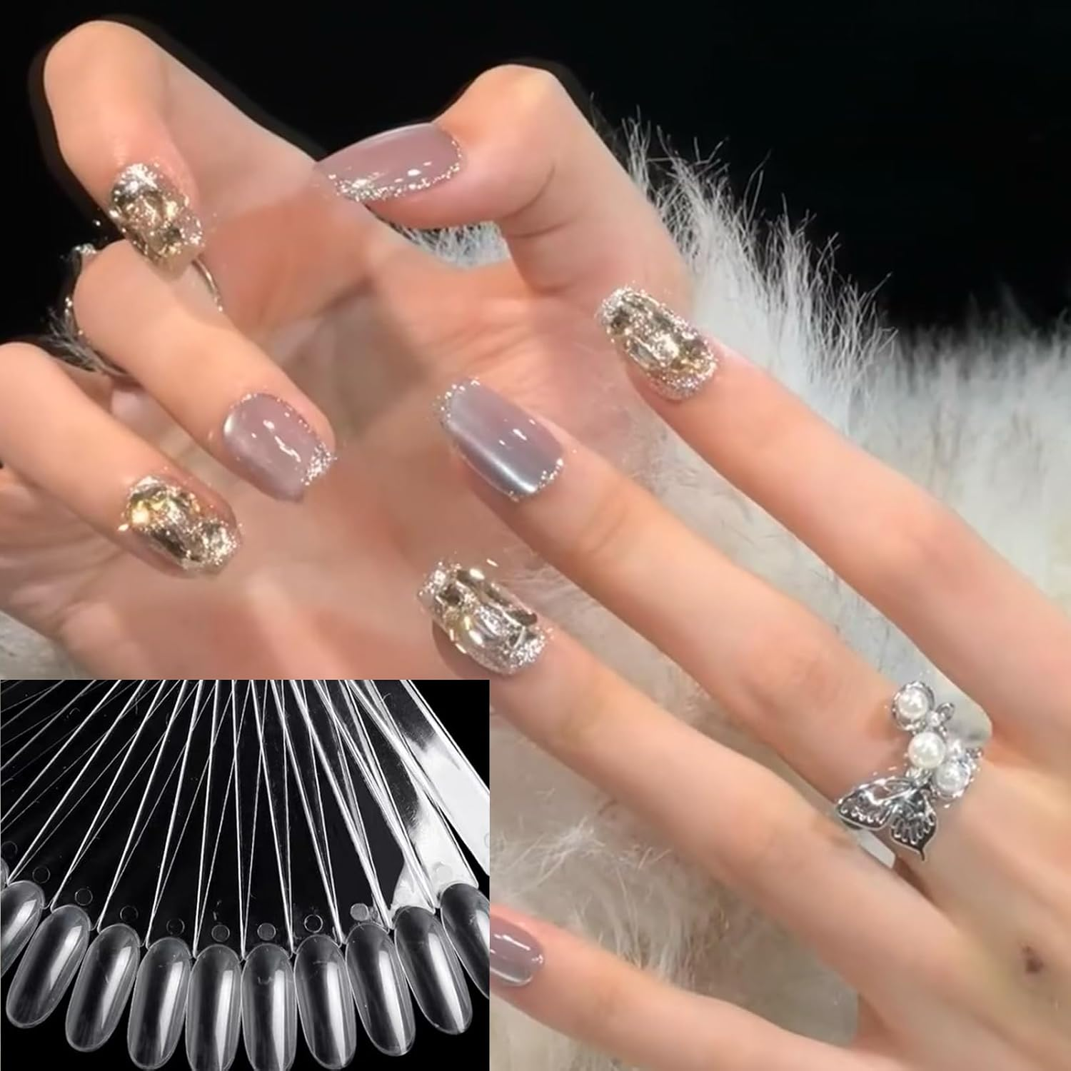 100 Pcs Nail Colour Display Tips, Clear Nail Swatch Sticks, Practice Nails, Nail Swatch, Salon Nail Samples Sticks for Gel Polish, Practice, Tips & Designs (Round Shape) image number 3