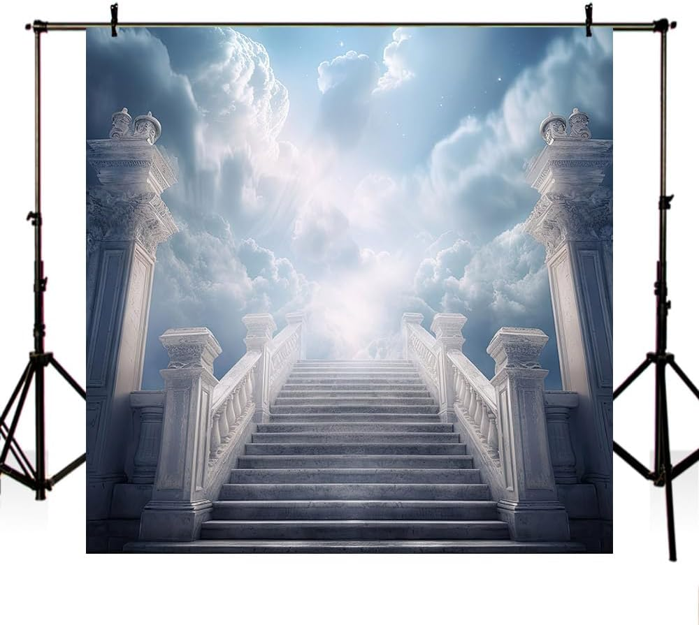 MEHOFOND Photography Backdrop Sky Blue Sky White Clouds Backdrop Adult Child Portrait Baptism Funeral Anniversary Church Decoration Banner Photo Gallery Props 2.4 image number 1