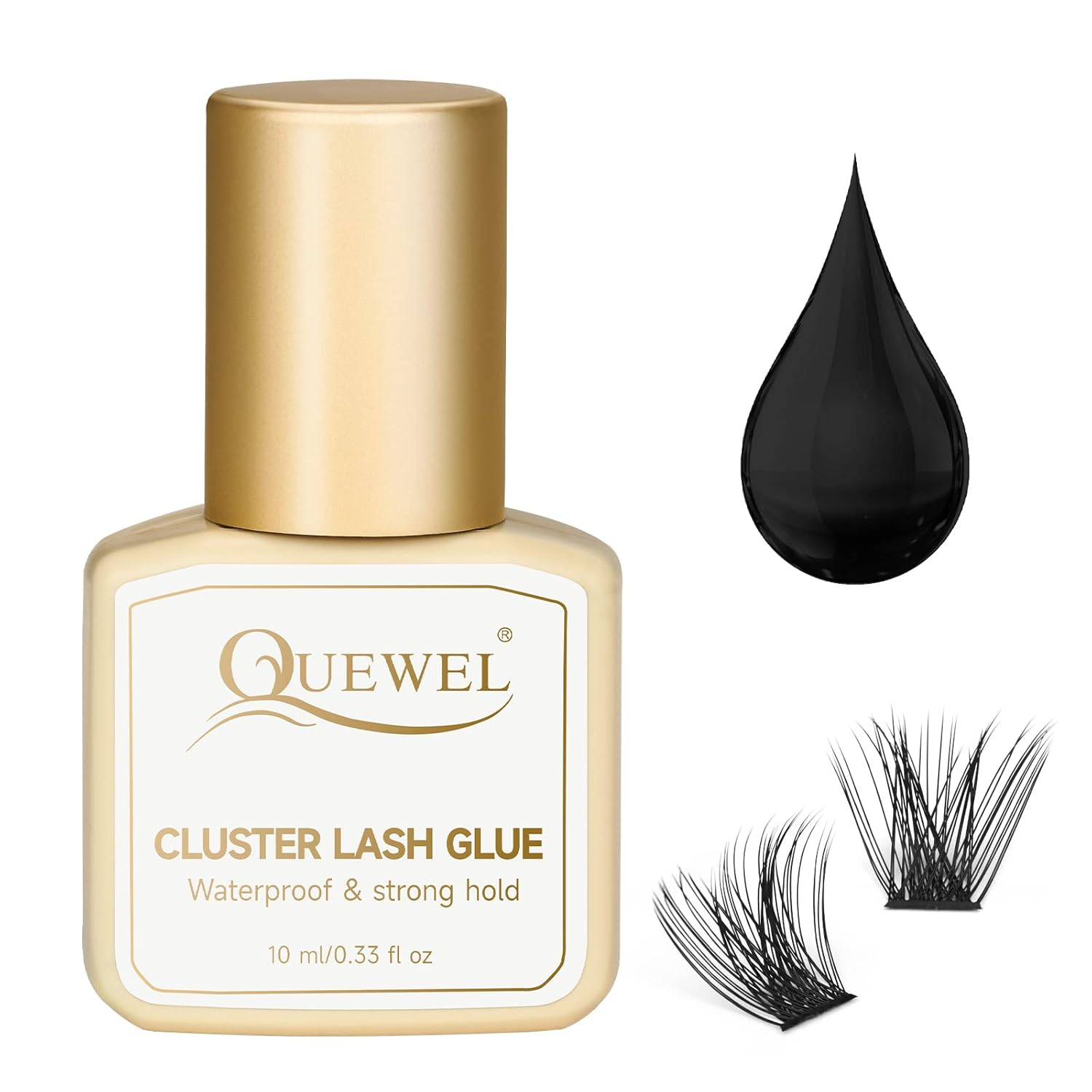 QUEWEL Cluster Lash Glue 10Ml Black Eyelash Clusters Glue Waterproof and Long-Lasting Super Strong Hold Individual Lash Bond for DIY Eyelash Extensions (10Ml) image number 5