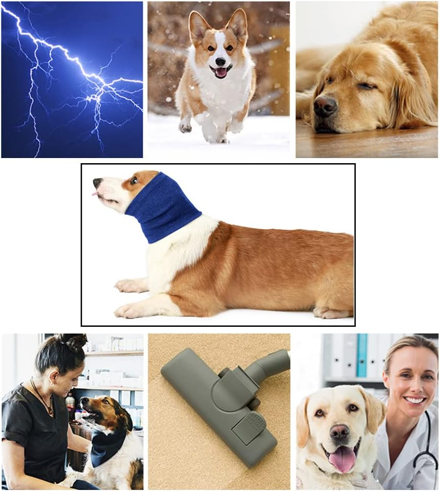 Gigicloud Pet Hoodie, Snood Neck and Ears Warmer, Comforting Headgear Anti-Fright Ear Muffs for Dogs, Thunder Noise Protection, Anxiety Relief Calming, Blue S image number 5