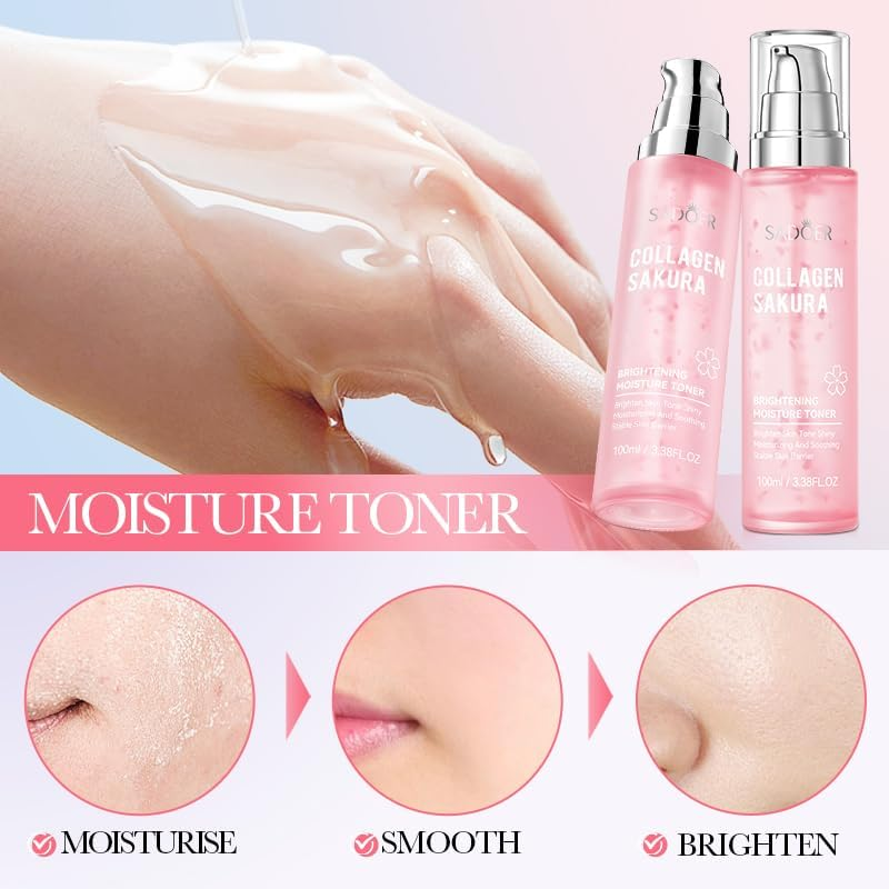 Sakura Collagen Brightening Moisture Toner, 100Ml, Hydrating, Moisturising, Soothing image number 4