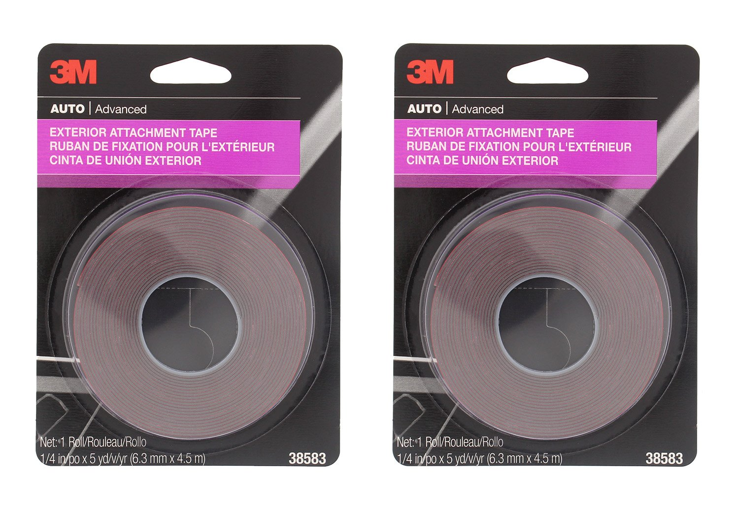 3M 38583 1/4" X 15' Exterior Attachment Tape (2 Pack) image number 1