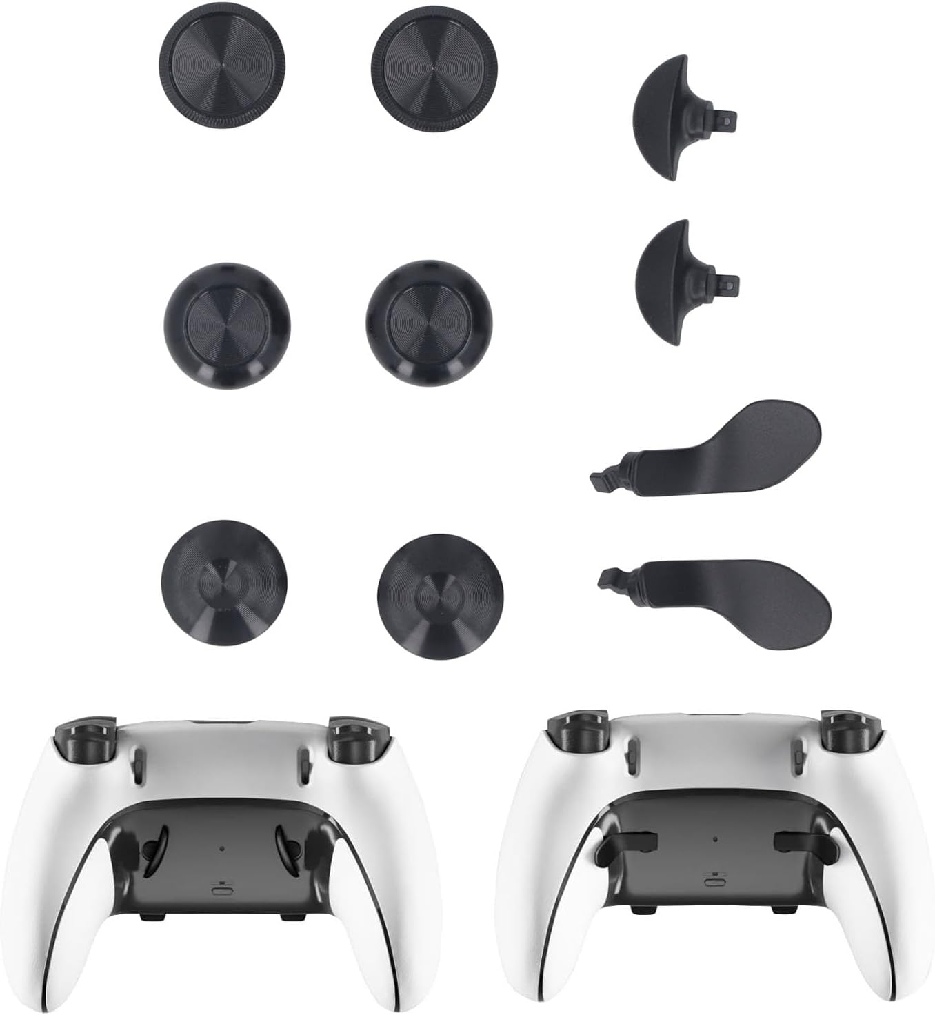 Metal Thumbsticks for PS 5 Edge Controller, 6Pcs Metal Joystick Caps + 4Pcs Metal Back Paddles, Interchangeable Analog Stick Joystick Caps with Paddles for PS 5 Edge Controller - Black image number 5