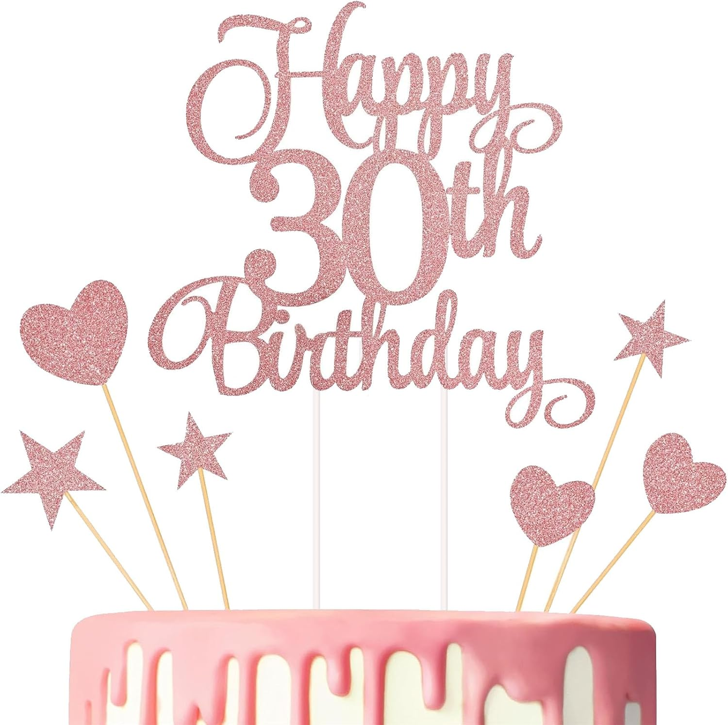 18Th Birthday Cake Decorations Set Include Happy 18Th Birthday Cake Toppers with Heart Star Cupcake Picks Rose Gold Glitter Birthdays Sign