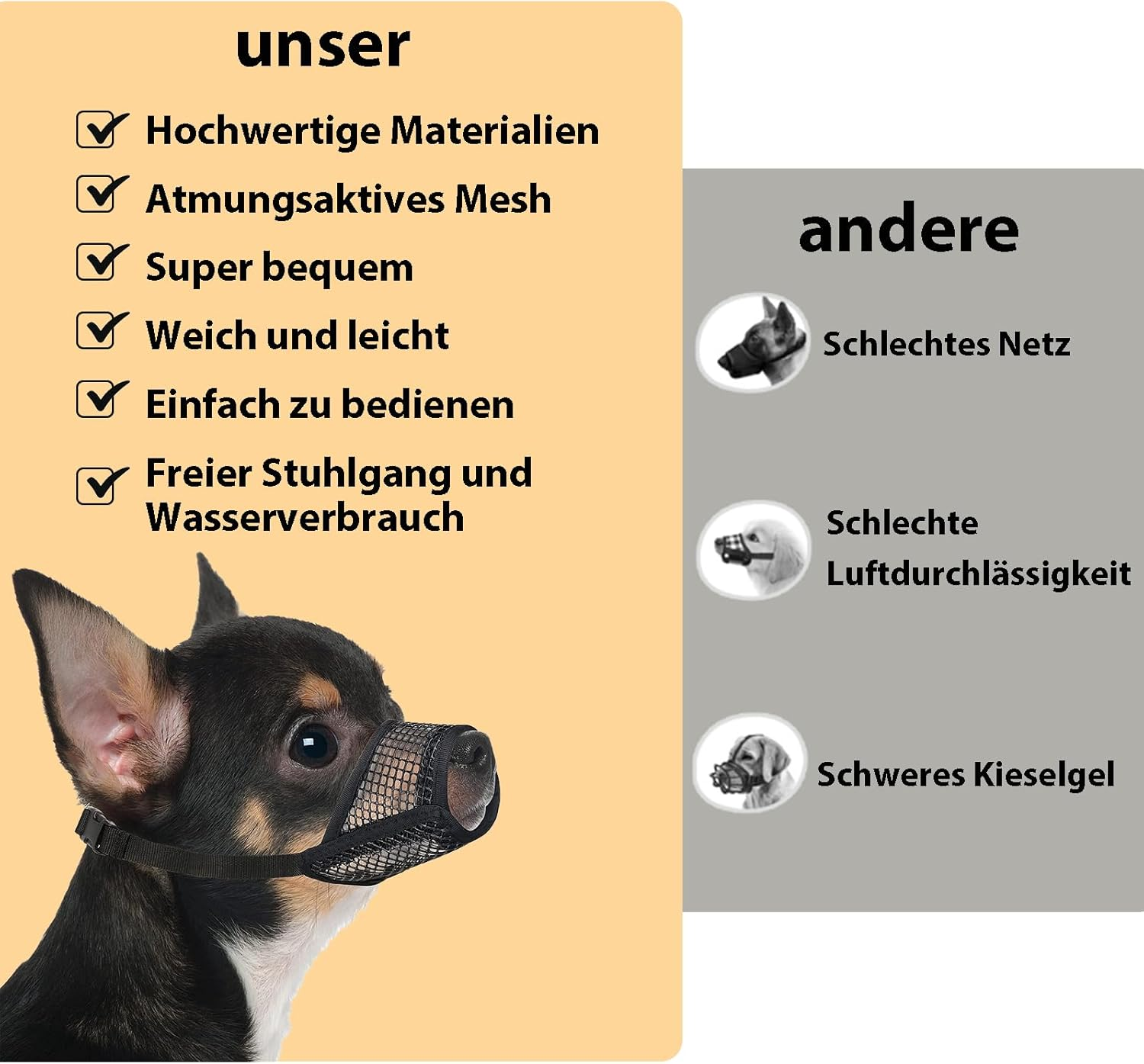 Oiieco Muzzle for Dogs, Dog Muzzle, Adjustable Loop, Breathable, Safe, Soft Muzzle Prevents Biting, Prevents Biting, Chewing and Barking, for Small, Medium Dogs, Black, XS image number 4