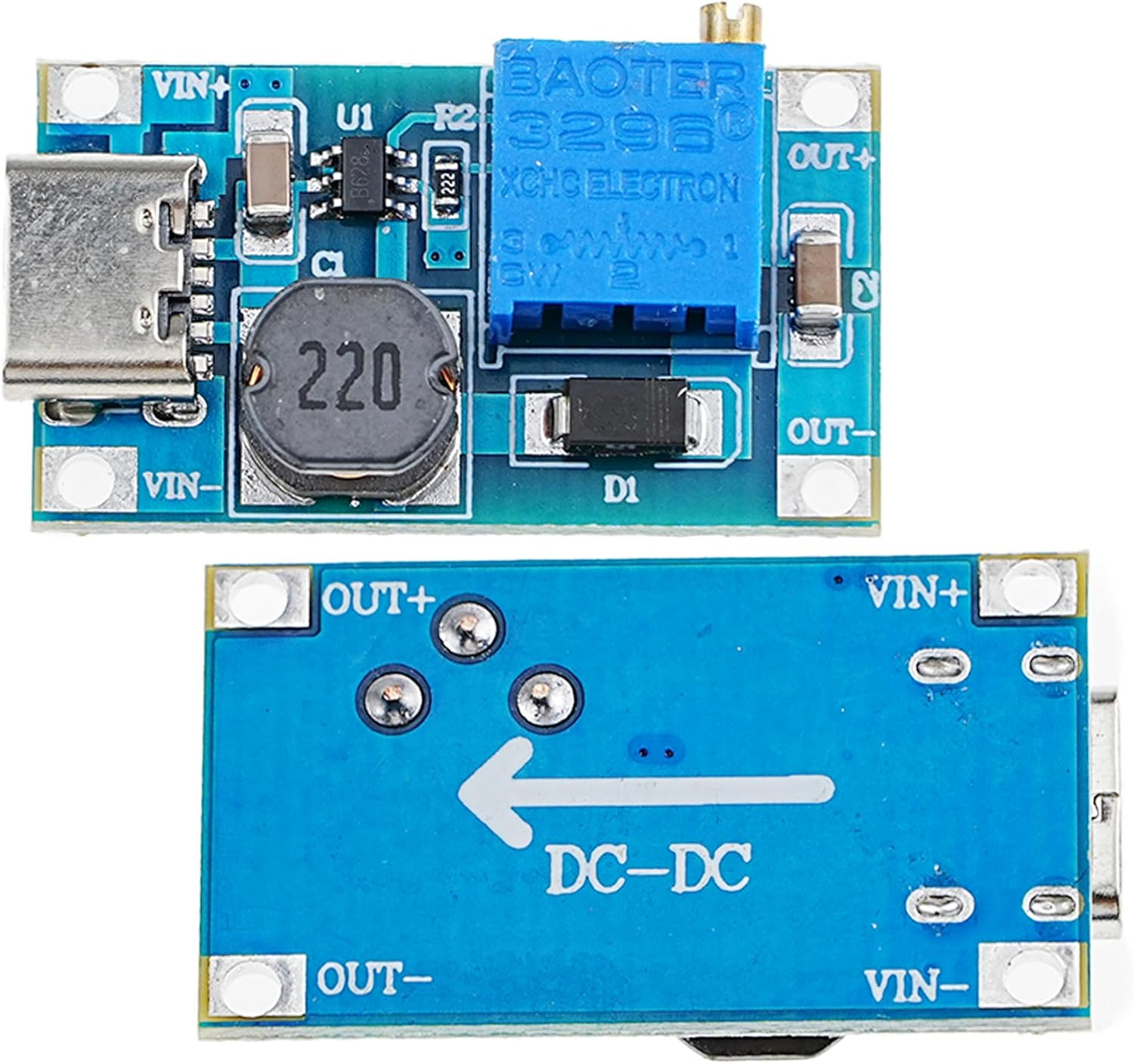 10Pcs Type-C MT3608 2A DC-DC Boost Converter Adjustable Module Voltage Regulator Board Input Voltage 2V-24V to 5V-28V Output Stabilized Booster (10Pcs Type-C Connector)