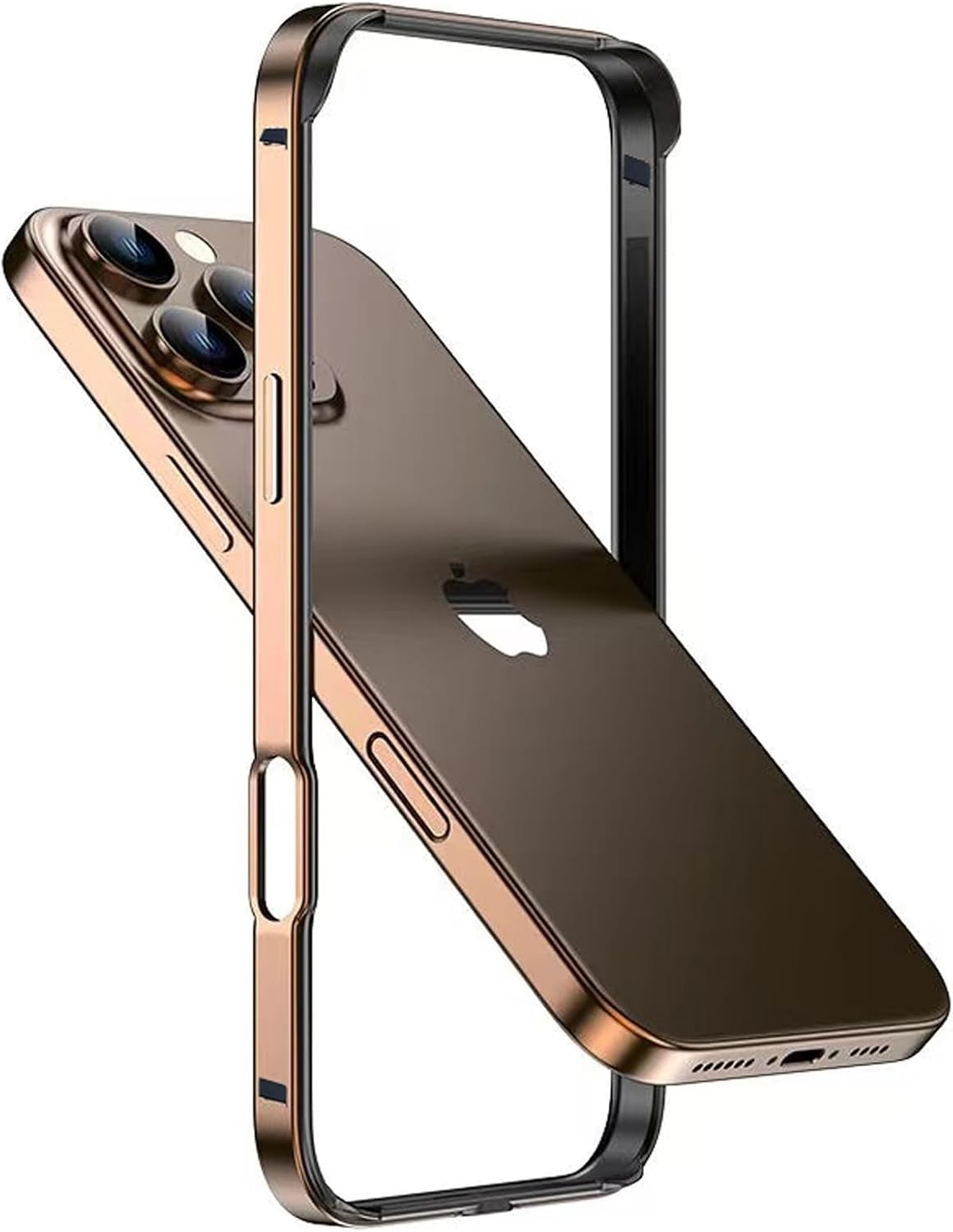 LINPING Aluminum Metal Bumper Frame Hard Case for Iphone 17Pro,Slim Armor with Soft Interior Raised Edge Protection(Titanium,For Iphone 17Pro)