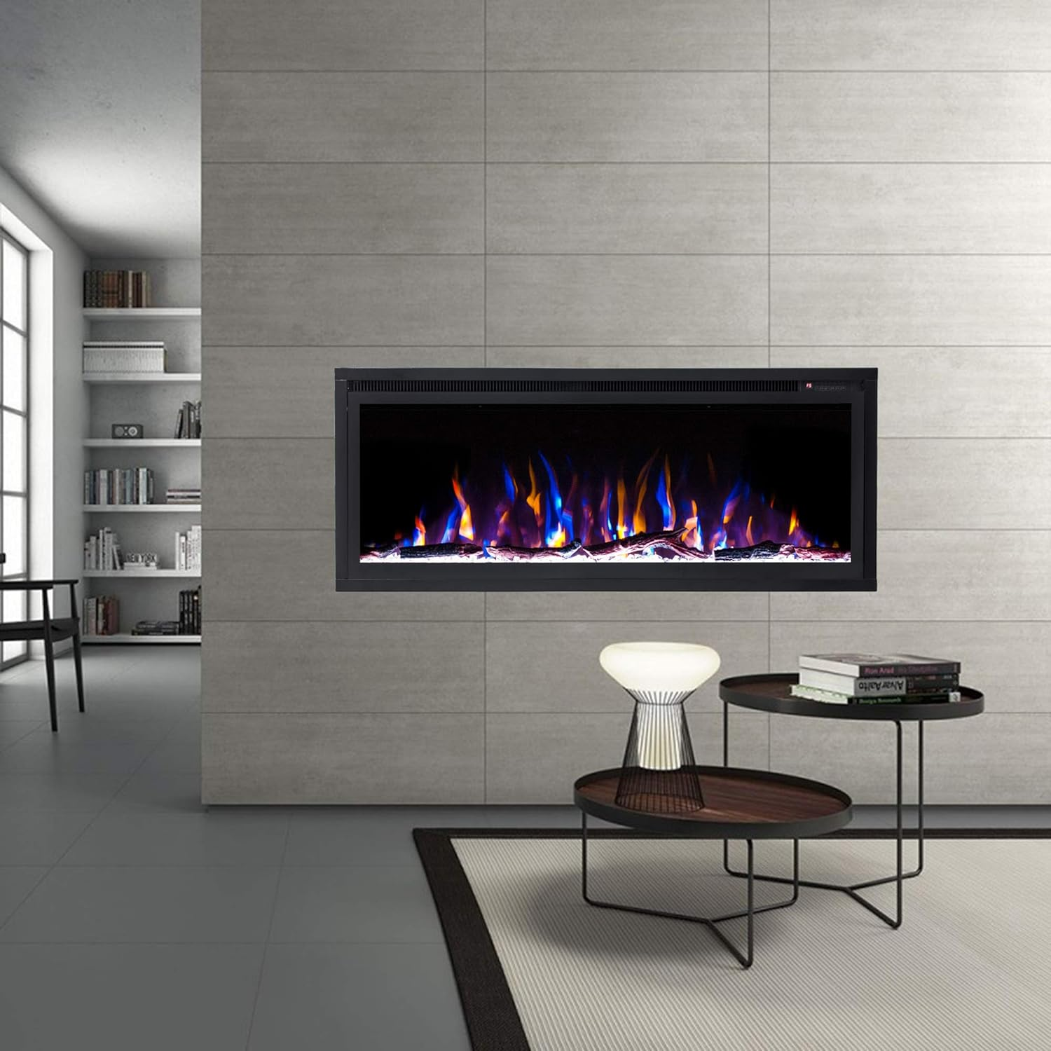 New Model 50" Slim Trim Black Built-In Recessed/Wall Mounted Heater Electric Fireplace image number 1