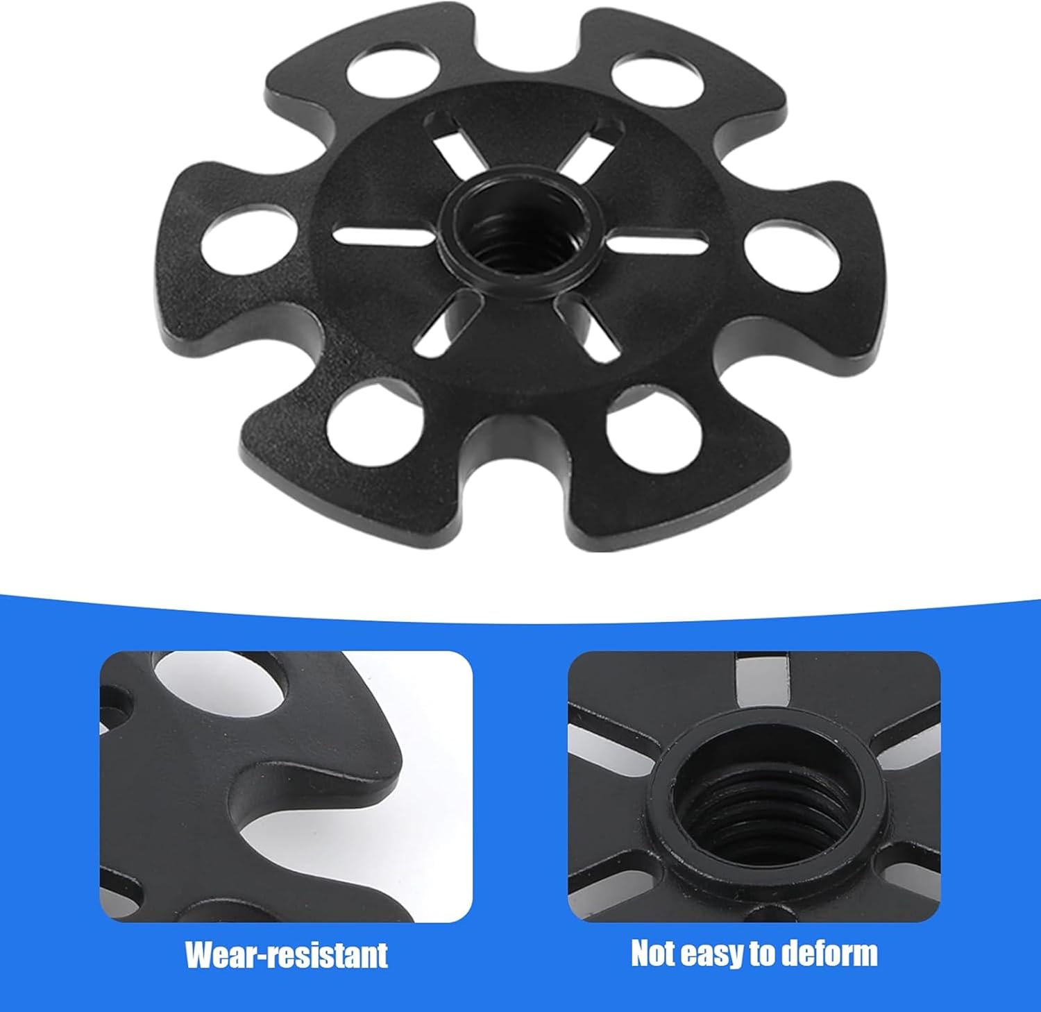 6-Piece Removable Mud Ski Basket Set for Trekking Poles - Snow and Sand Baskets with Rubber Mud Ski Walking Stick Cap Guard Replacement - Essential Hiking Accessory in Black image number 6