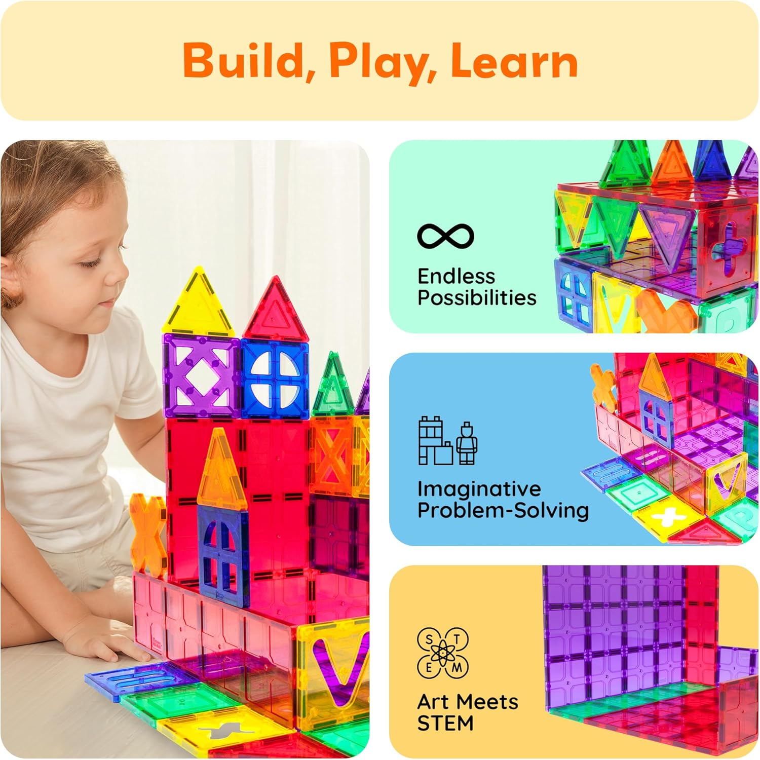 Picassotiles 28 Piece 12"X9", 12"X3", 9"X3" Large Stabilizer Building Block Base 28Pc Jumbo XL Plate Foundation Kit Magnetic Building Blocks Magnet Tiles Educational Construction Stacking STEM Toy Set
