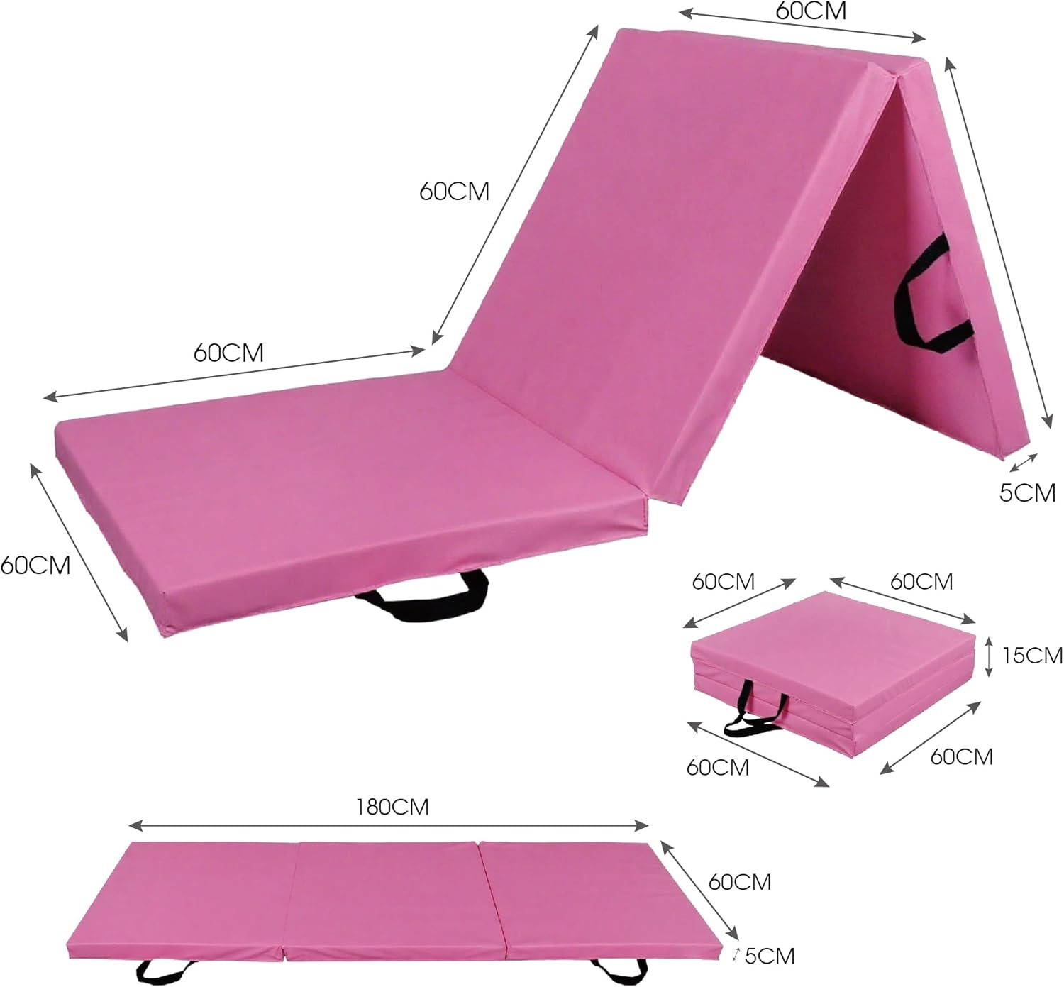 FITNESS MASTER Folding Exercise Floor Mat Dance Yoga Gymnastics Training Home PU image number 4