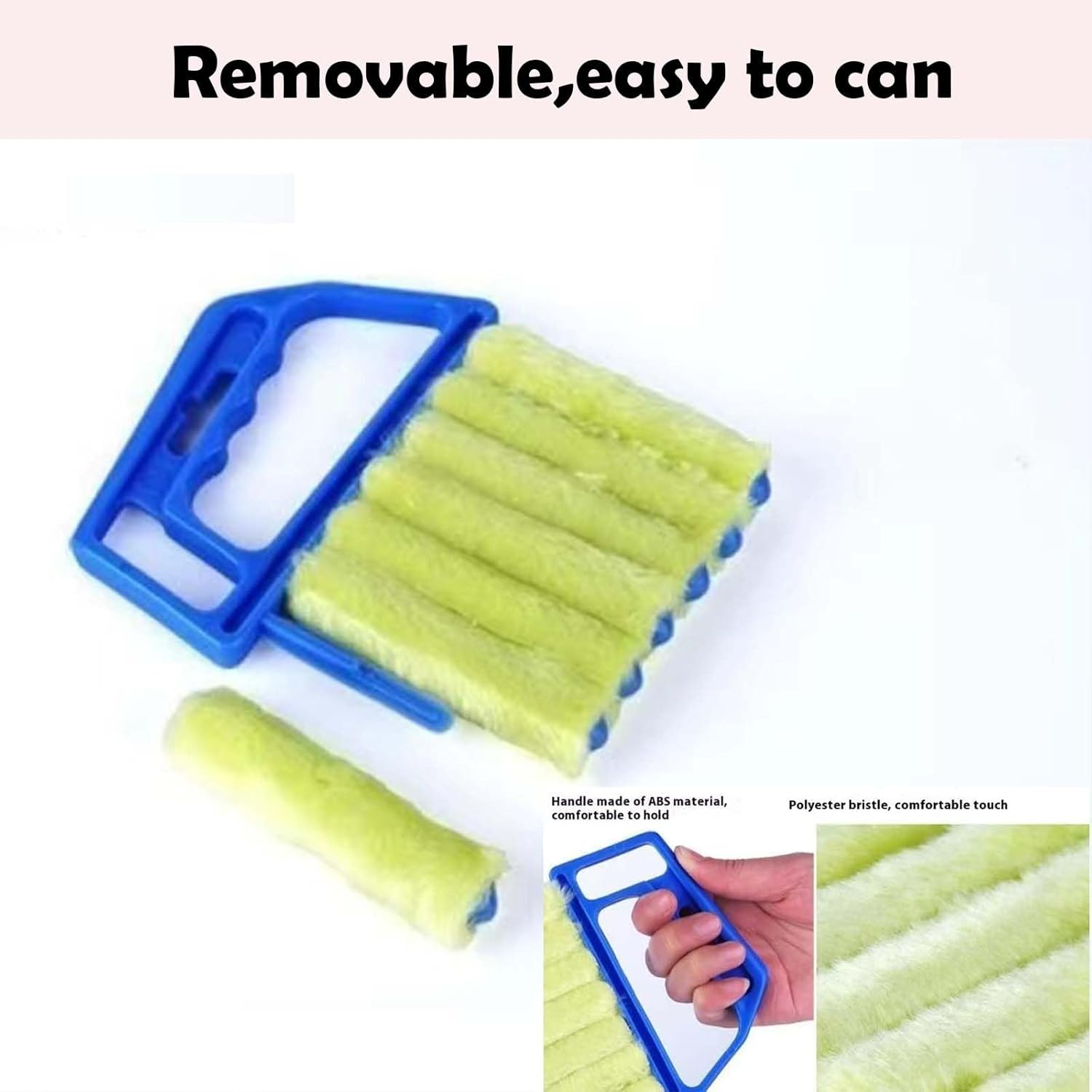 All-Purpose Washable Cleaning Brush &ndash; Blinds, Blind Cleaner Duster Tool, Venetian Washable Mini Handheld Brush, 7 Finger Dusting Blind Cleaner Tool for Ac Vents & Window Tracks Dust (Green2)