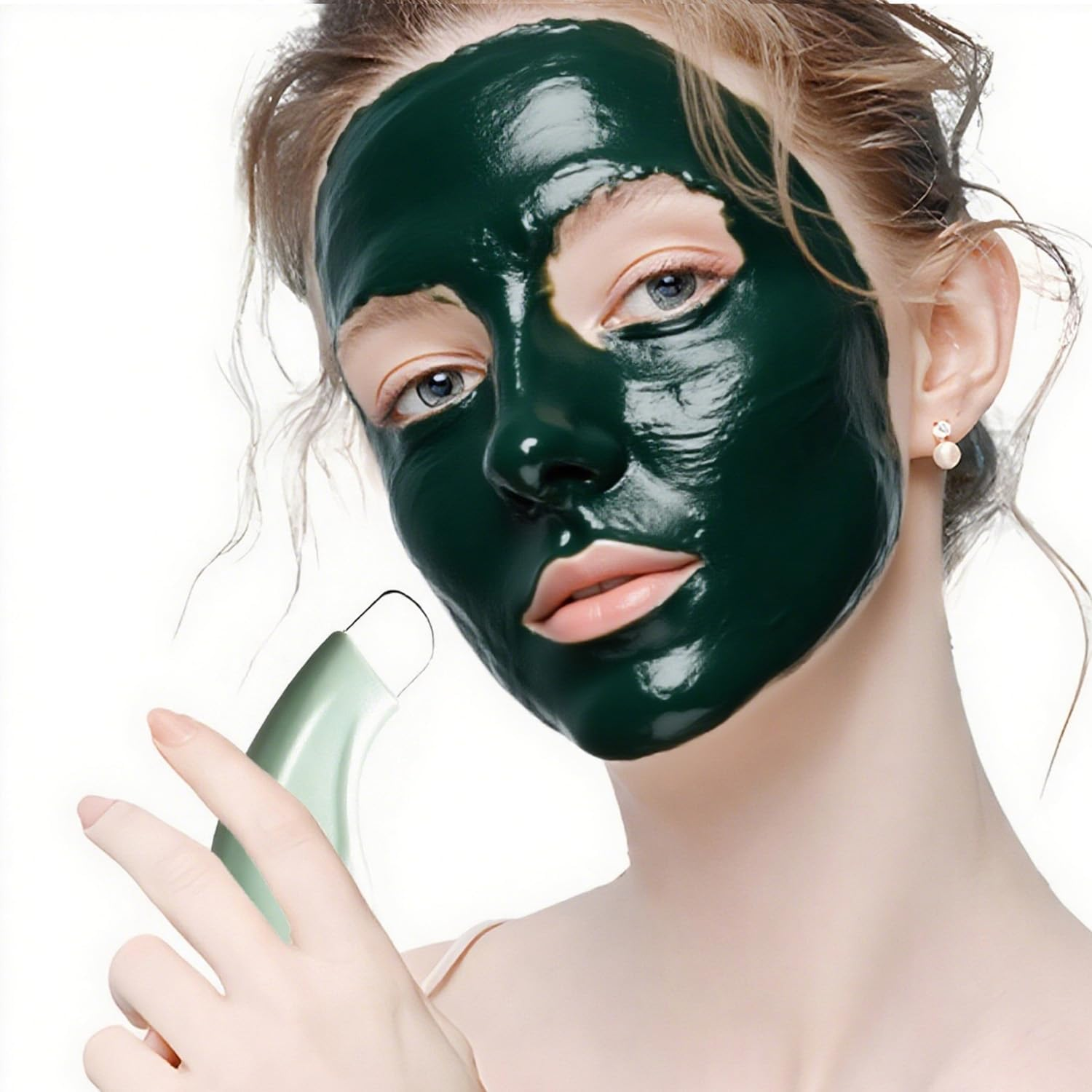 WALWAL Blackhead Remover Tool for Deep Cleansing Manual Pore Cleaner with Stainless Steel Head Gentle Facial Scrubber Spatula(Light Green) image number 1