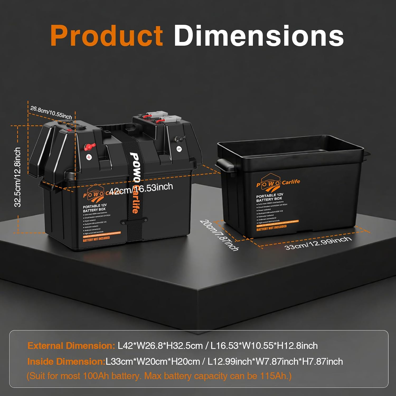 Smart Battery Box Power Center with USB and DC Ports, Group 24-31 Battery Box for RV, Trailer, Boat, Lifepo4, Lithium image number 6