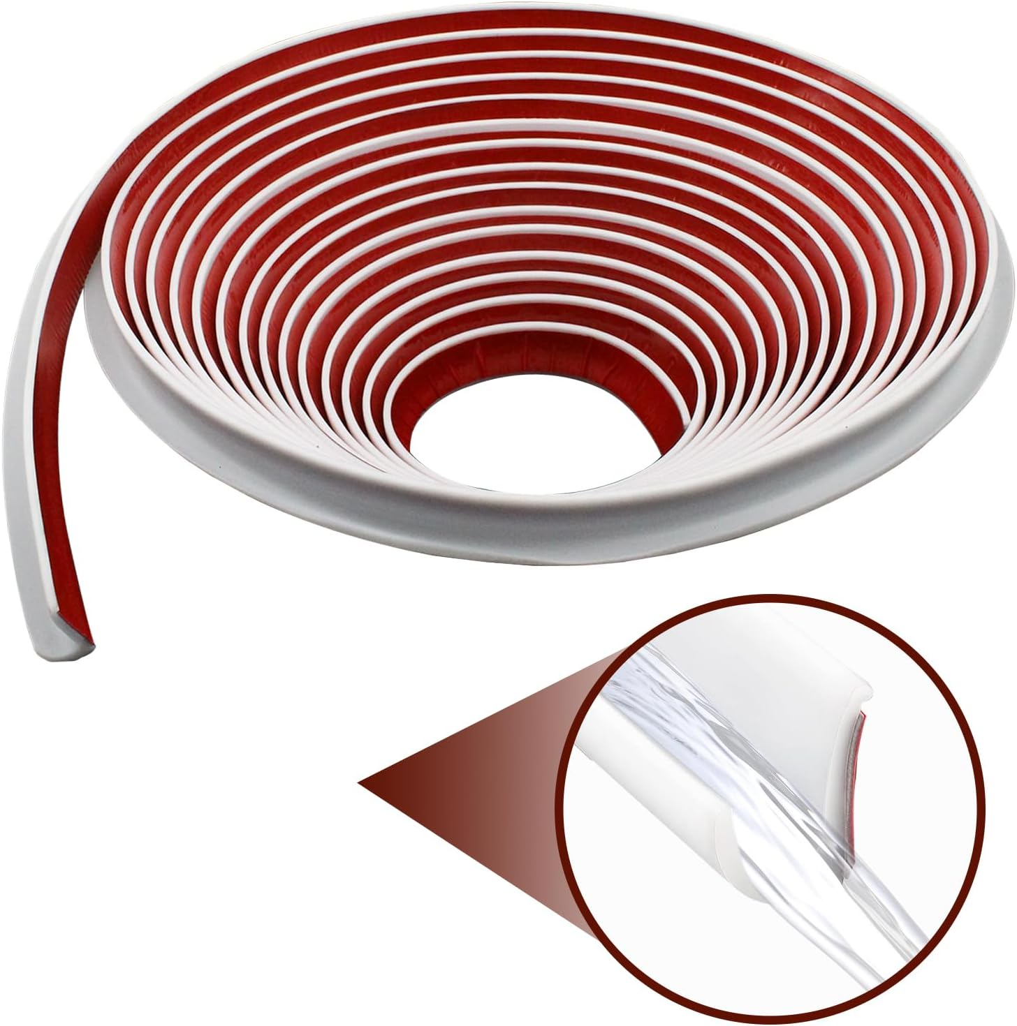 RV Rain Gutters 10 Meters Long Rubber Drip Strip PVC Rain Strip J-Shaped Roof Rain Diversion Self Sealing Tape Suitable for Car Doors Caravans (White) image number 3