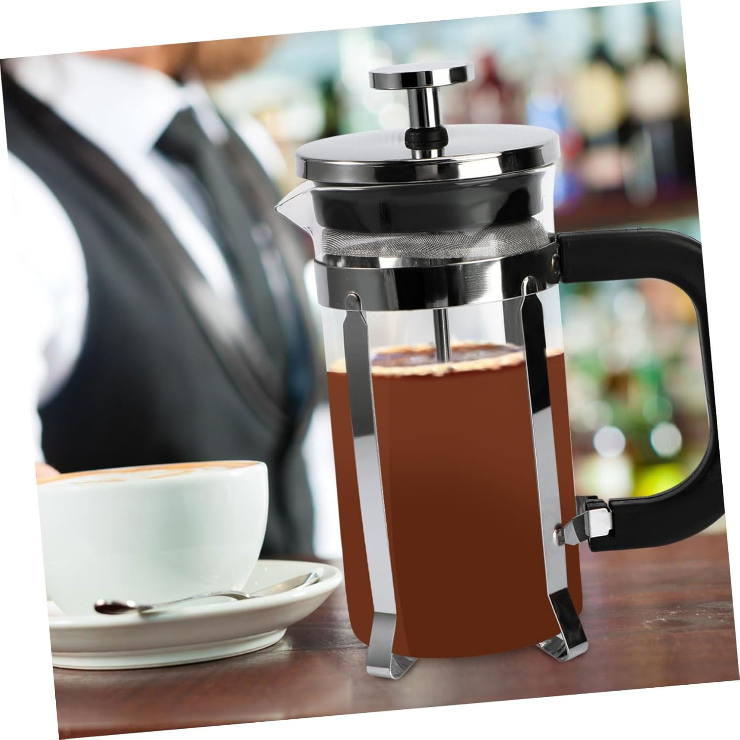 MAGICLULU Ergonomic Handle Stainless Steel Coffee Press Heat Resistant for Cold Brew Tea Espresso Milk image number 4