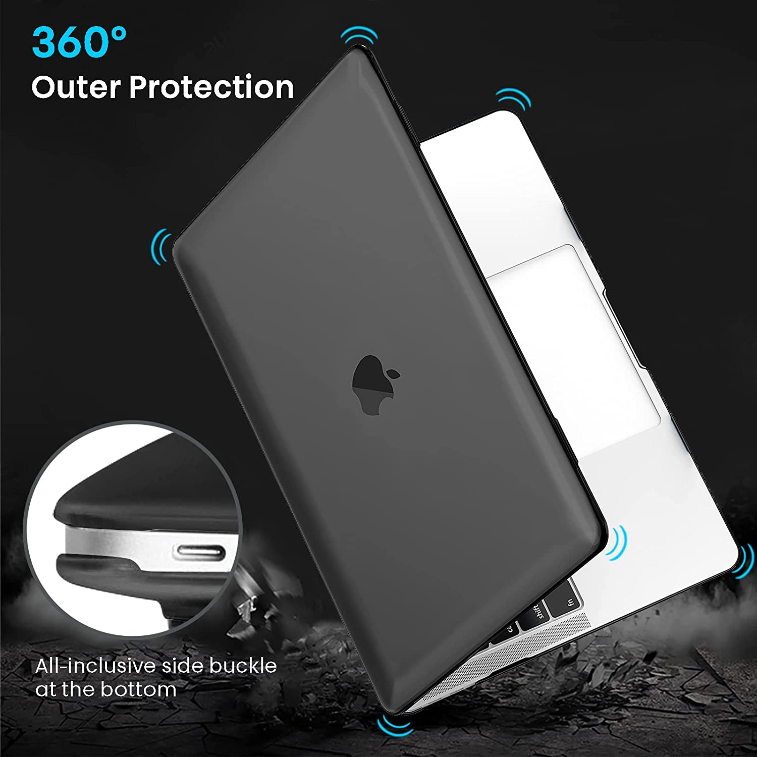 Gahwa Case Compatible with Macbook New Air 13 Inch 2020/2019/2018 (Model: A1932/A2179/A2337), Ultra Thin Protective Plastic Hard Case, Easy to Wipe, Smooth Case Cover - Black image number 1