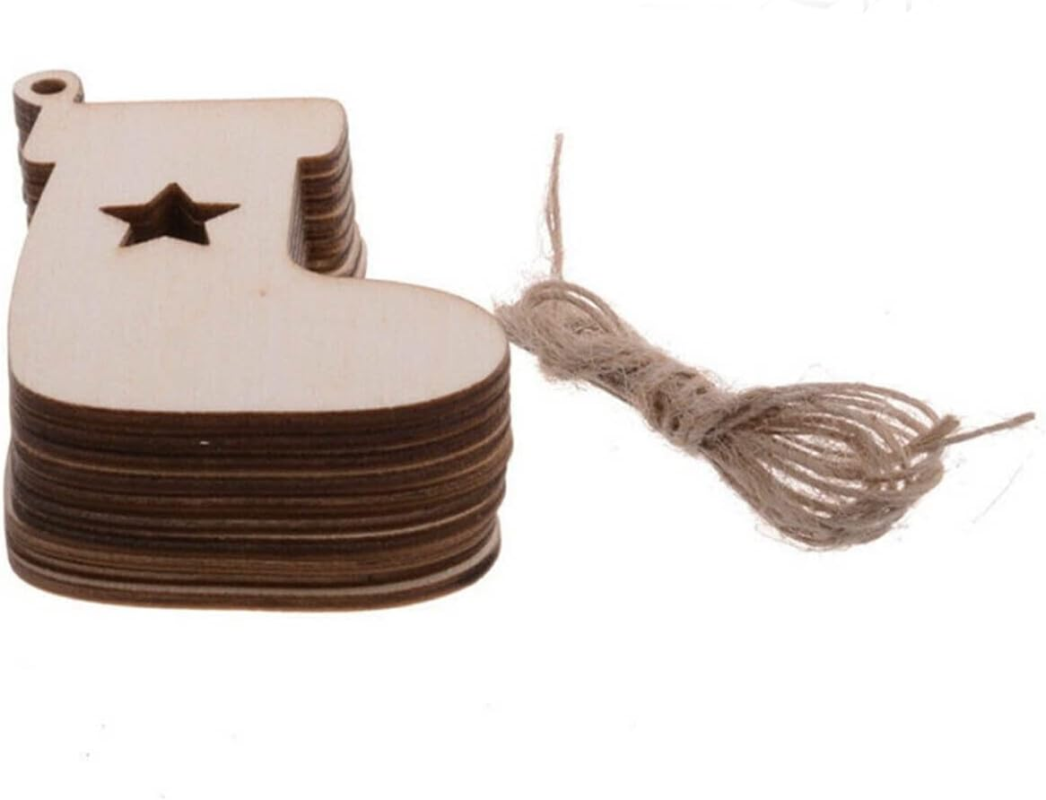 AIMALL Pack of 10 Christmas-Themed Wooden Shapes - Premium Quality Wood Tags for DIY Craft Projects, Scrapbooking, Card Making, and Decorative Embellishments