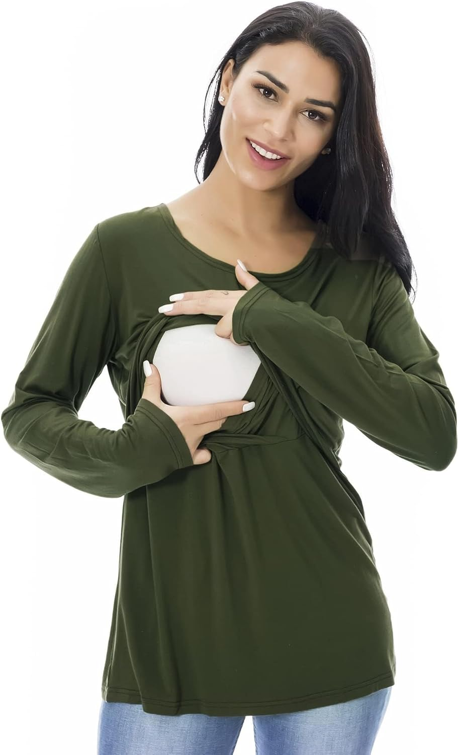 Smallshow Women'S Nursing Tops Short Sleeve Shirts for Breastfeeding 3-Pack