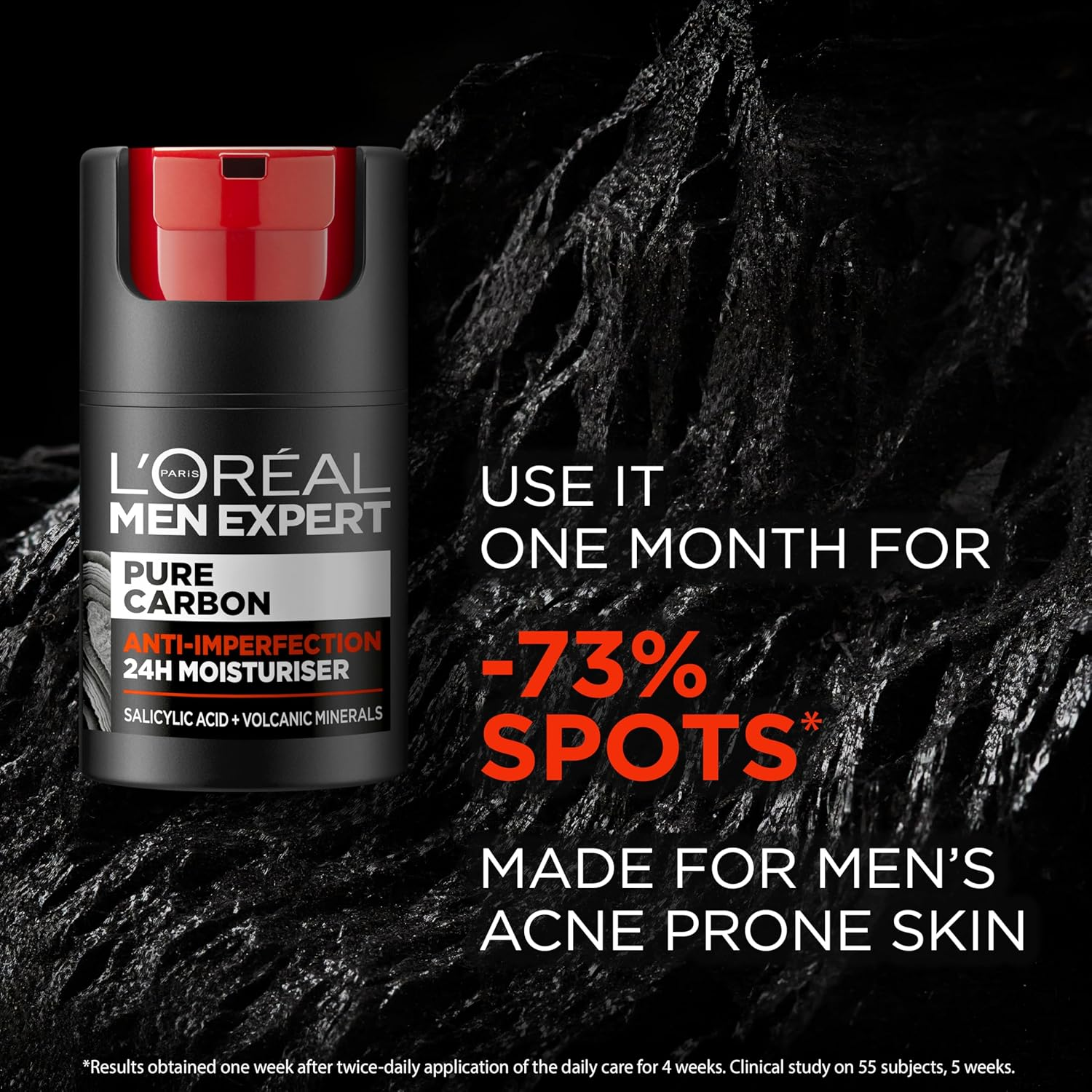 L'Oreal Paris Men Expert Pure Carbon Skincare Duo, Mens Anti-Imperfection Moisturiser 50Ml and Sa