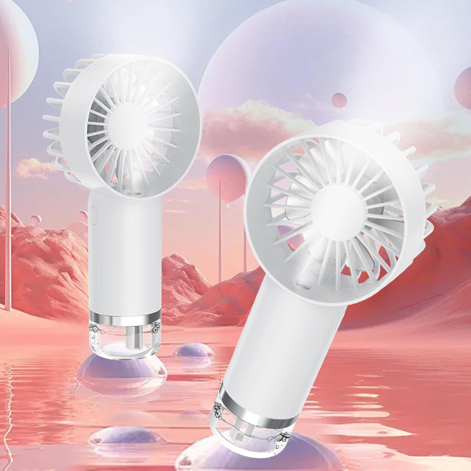 Misting Fan Portable, Handheld Personal Mister Fan, Small Fan Rechargeable, Mini Spray Water Mist Fan, Kids Women Portable Fan for Travel, Outdoors, Hiking, Camping Home Office (White) image number 3