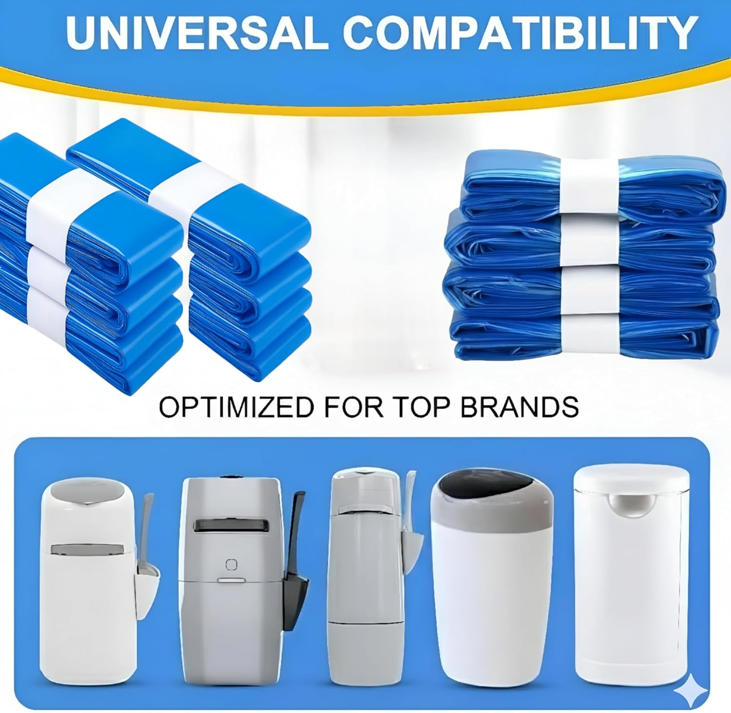 8-Pack Nappy Bin Refill Bags Compatible with Tommee Tippee Twist & Click, Sangenic Tec & Simplee &ndash; 10M Extra Long Diaper Pail Liners, Strong Odor Lock, Eco-Friendly, Cassette Not Included image number 1