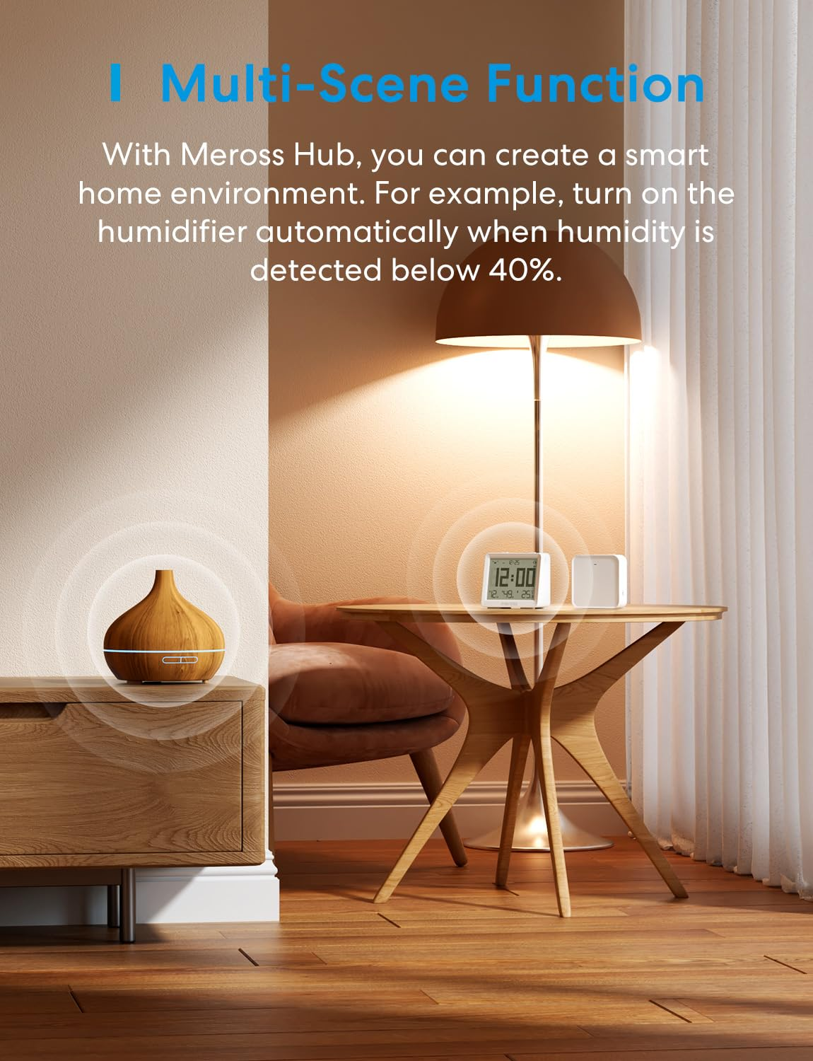 Meross Smart Thermometer Hygrometer, Requires MSH450 Hub, Wifi Room Temperature Humidity Sensor with Alerts for Baby, Greenhouse, Indoor, Compatible with Matter, Homekit, Alexa, Google Home image number 4