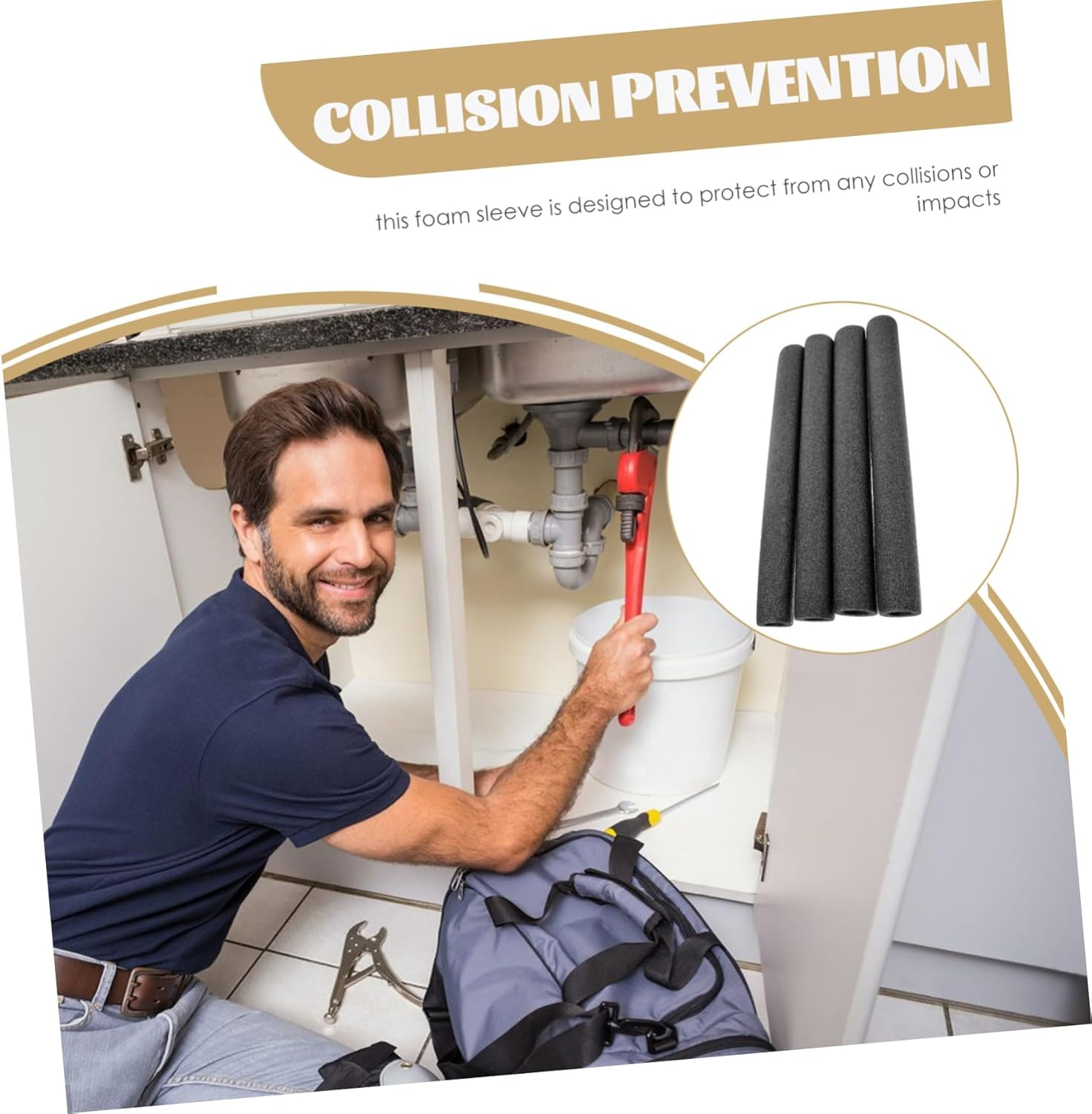 FOYTOKI 4Pcs Insulation Foam Covers for Protective Foam Covers Insulation Cover Insulation Foam Insulation Foam Tubes Covers Insulation Outdoor Sponge Tube image number 4