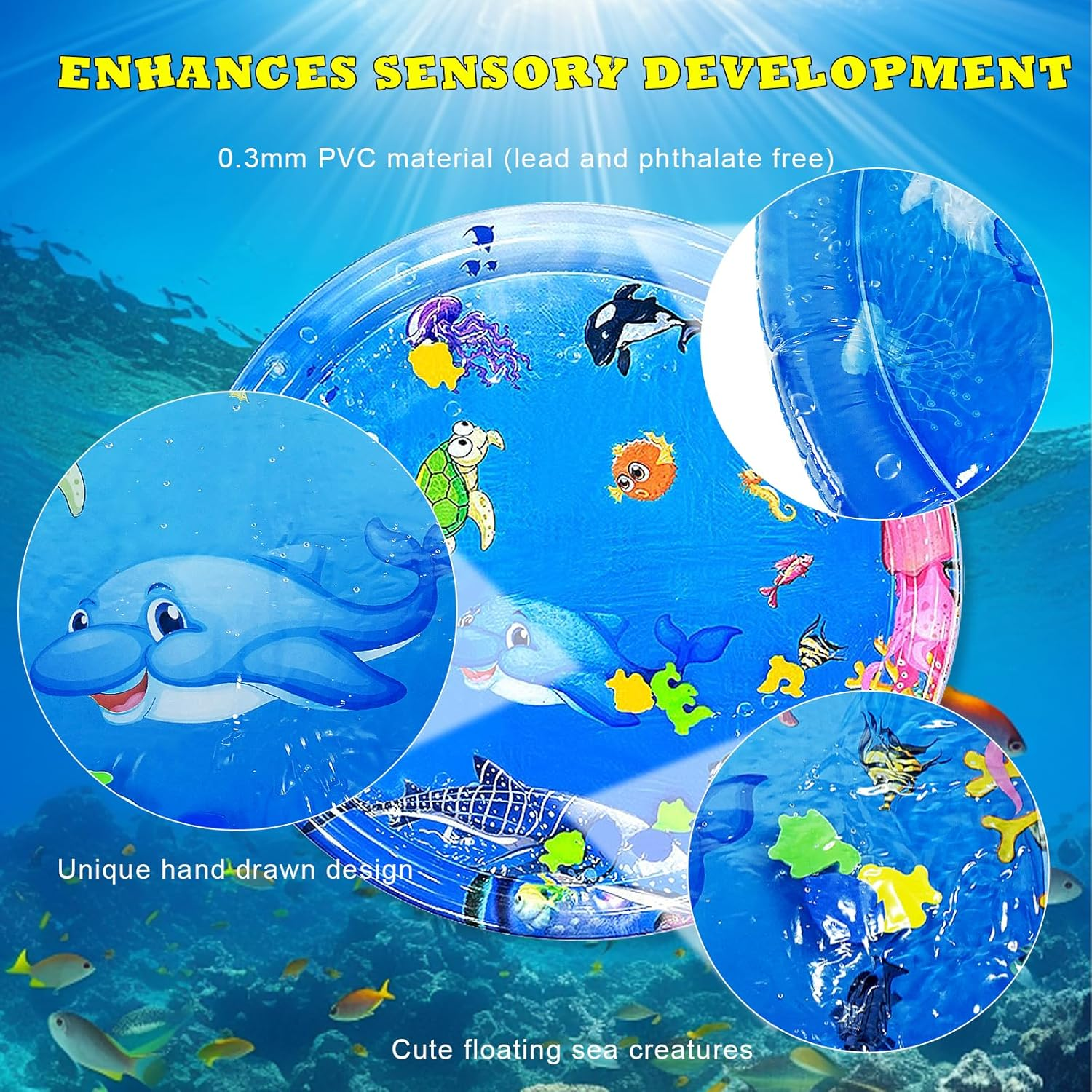 Inflatable Tummy Time Mat Premium Baby Water Play Mat for Infants and Toddlers, Strengthen Your Baby'S Muscles, Portable Pat & Play Stimulation for Boys Girls 6 Month to 3 Years image number 3