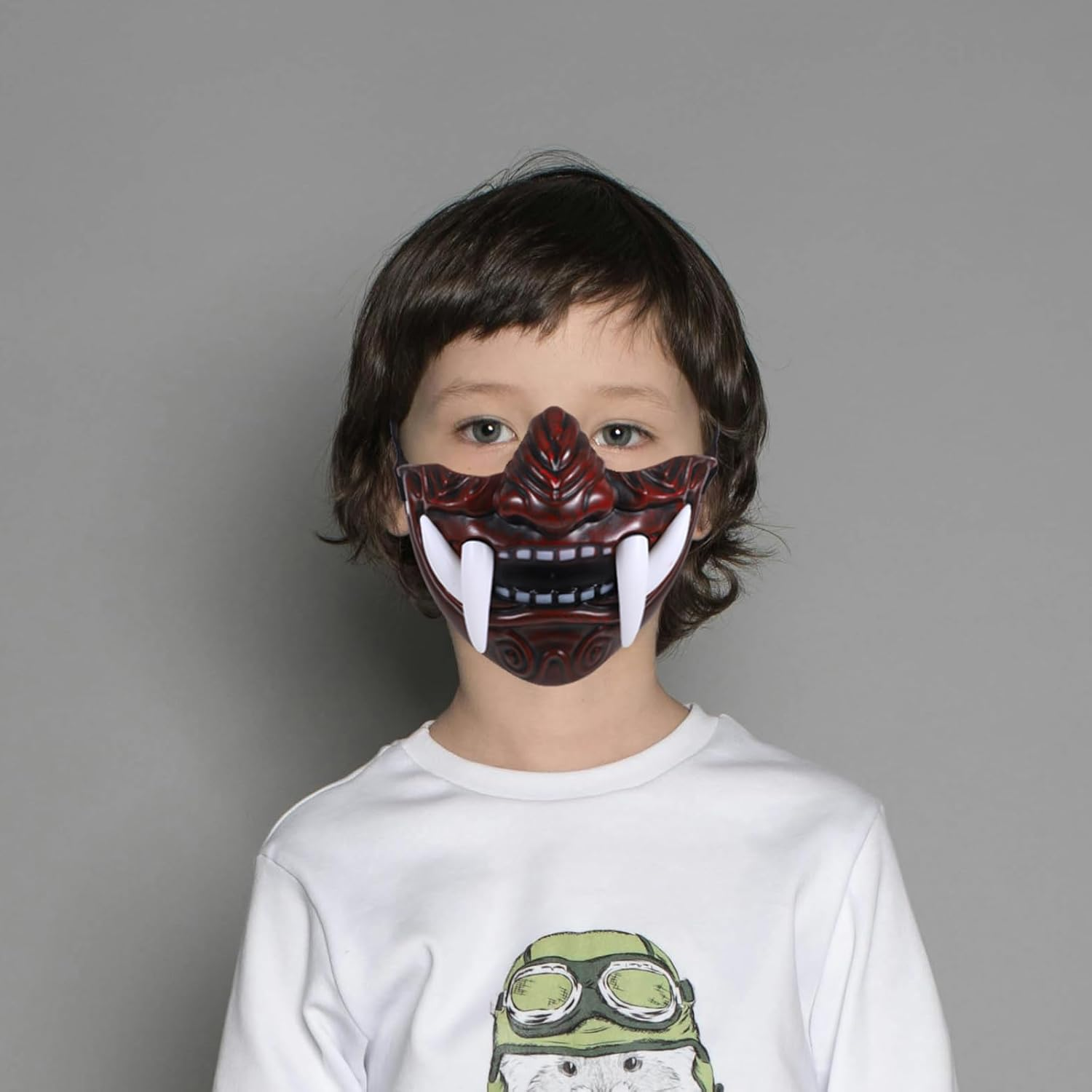 JOINPAYA Oni Samurai Mask,4Pcs Half Japanese Mask Ghost Novelty Drama Tush Ninja Halloween Party Cosplay Costume Prop image number 3