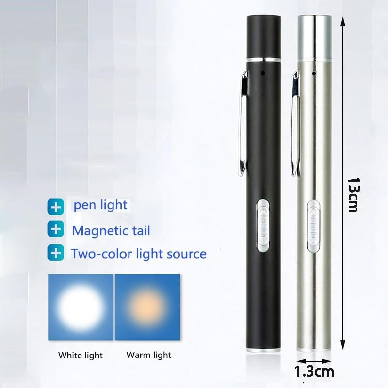 KEWAYO USB Rechargeable Mini LED Flashlight, Dual Light Source Pocket Small Handy LED Torch Pen Flashlight with Stainless Steel Clip for Home and Outdoor Activities (Black) image number 1