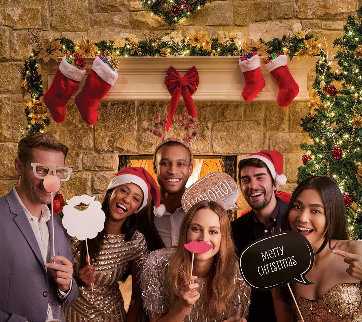 SJOLOON 10X10Ft Christmas Photography Backdrops Child Christmas Fireplace Decoration Background for Photo Studio (11209) image number 5