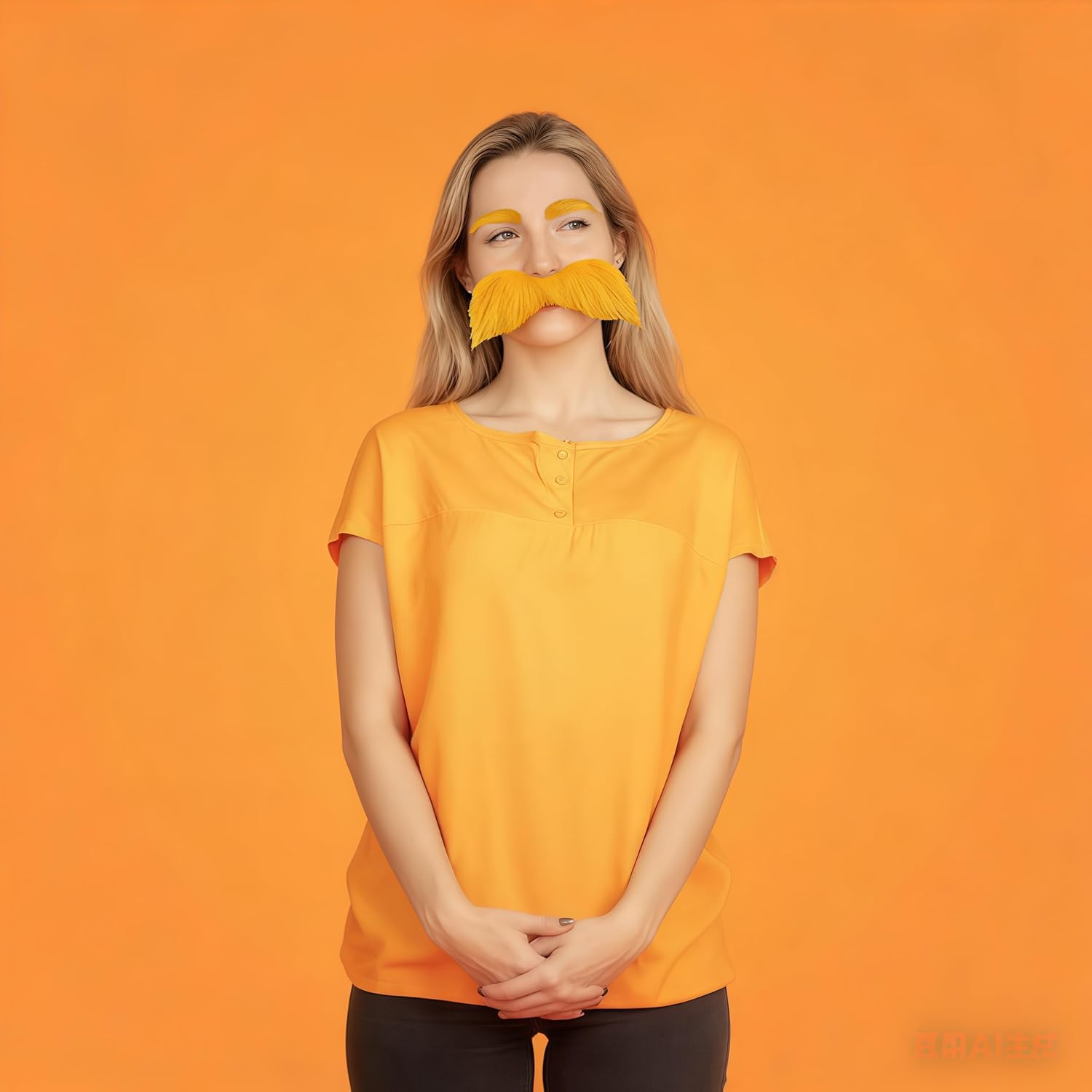 ARUIE Yellow Mustache and Eyebrows Cosplay Costume Accessories Funny Party Favors Men Women, Large Size, Yellow, One Size image number 1