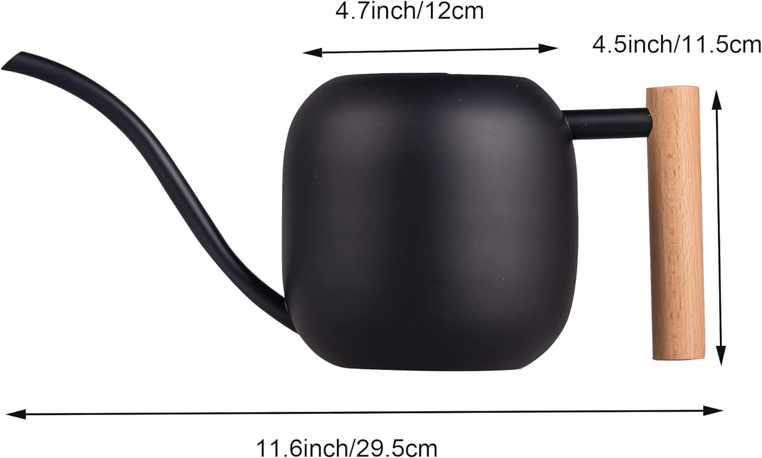 IMEEA 1L/35Oz Watering Can Indoor Stainless Steel Watering Can Black Water Can with Long Spout for House Plants Bonsai Garden Flower image number 6