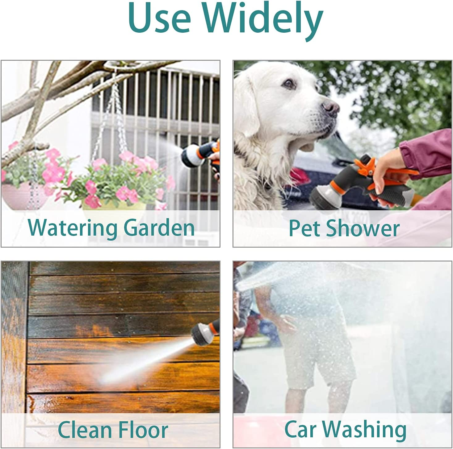 Garden Hose Nozzle Valuehall High Pressure Water Hose Spray Nozzle Gun with 8 Adjustable Spray Patterns Heavy Duty Trigger Nozzle Anti-Slip Garden Hand Shower for Watering Washing Showering V7H04 image number 3